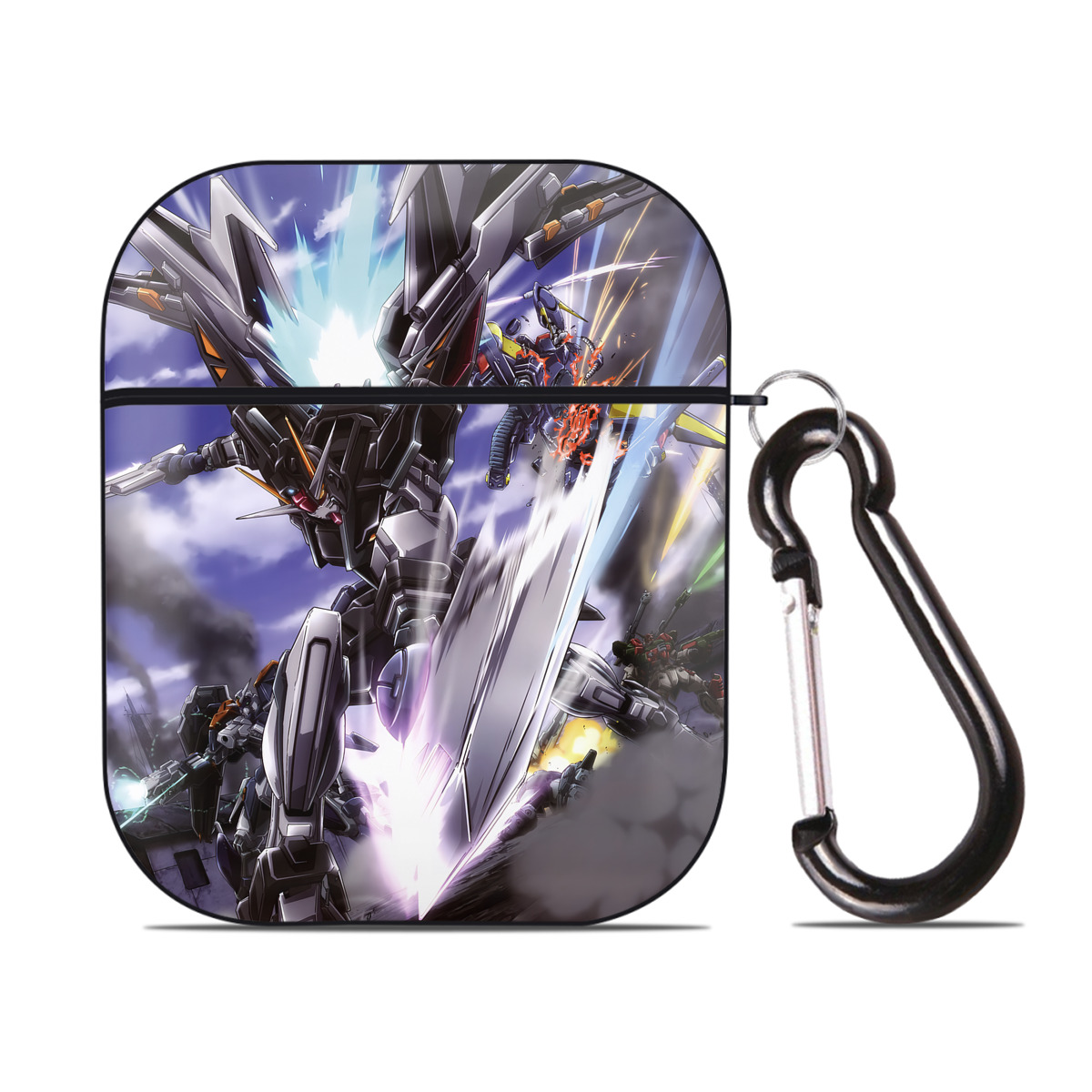 （画像用） 機動戦士ガンダム Mobile Suit Gundam AirPods 第2世代保護ケース ハードシェル ブラック 耐衝撃・防指紋・カラビナ付き