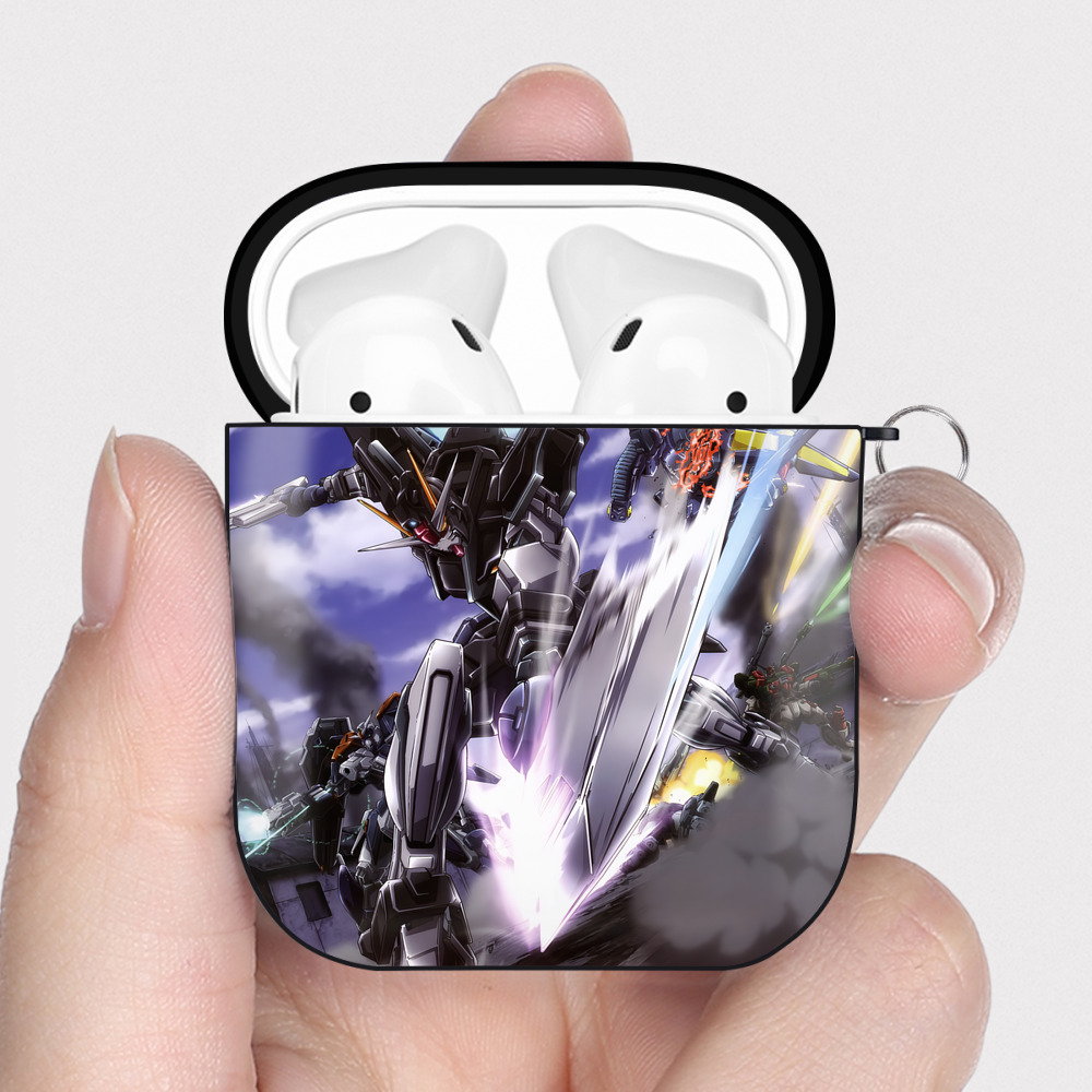 （画像用） 機動戦士ガンダム Mobile Suit Gundam AirPods 第2世代保護ケース ハードシェル ブラック 耐衝撃・防指紋・カラビナ付き