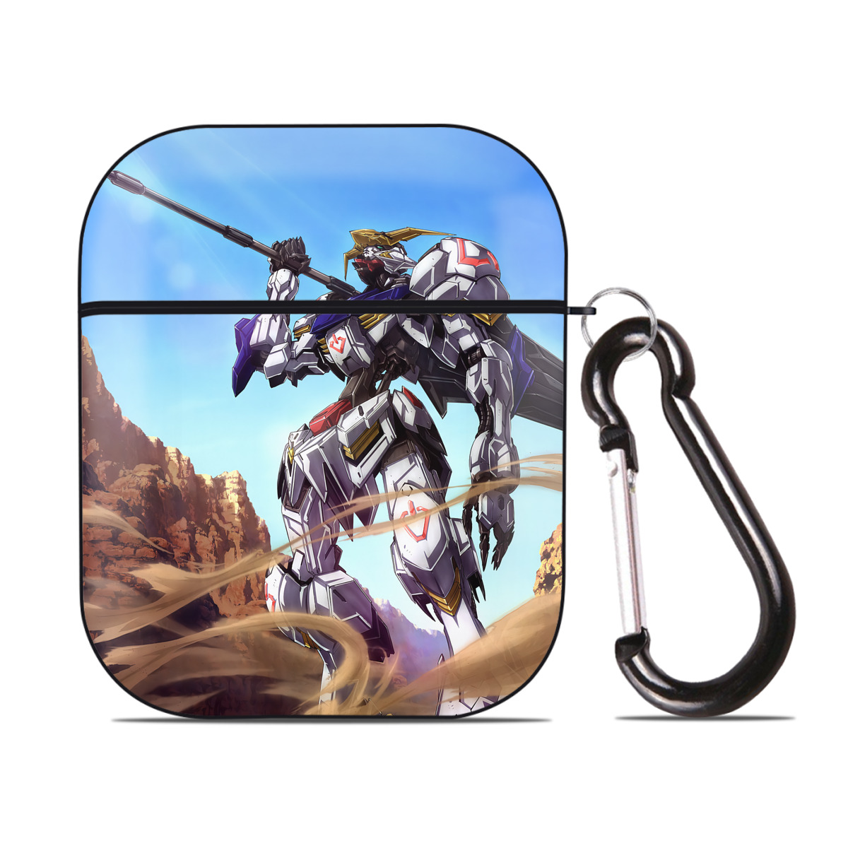（画像用） 機動戦士ガンダム Mobile Suit Gundam AirPods 第2世代保護ケース ハードシェル ブラック 耐衝撃・防指紋・カラビナ付き