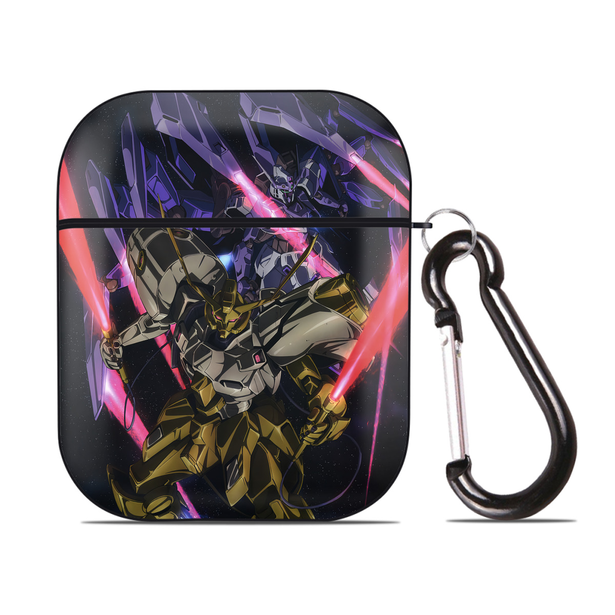 （画像用） 機動戦士ガンダム Mobile Suit Gundam AirPods 第2世代保護ケース ハードシェル ブラック 耐衝撃・防指紋・カラビナ付き