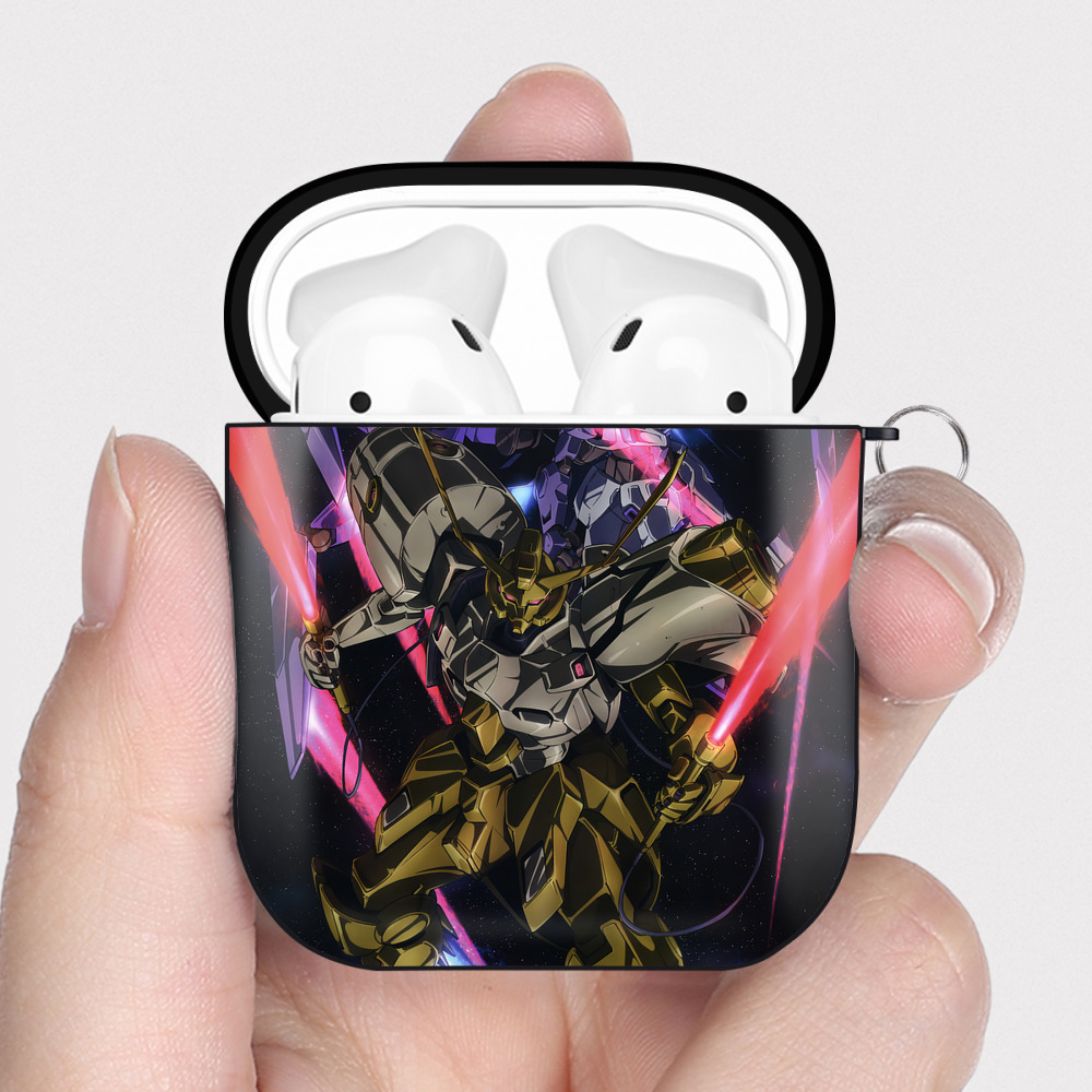 （画像用） 機動戦士ガンダム Mobile Suit Gundam AirPods 第2世代保護ケース ハードシェル ブラック 耐衝撃・防指紋・カラビナ付き
