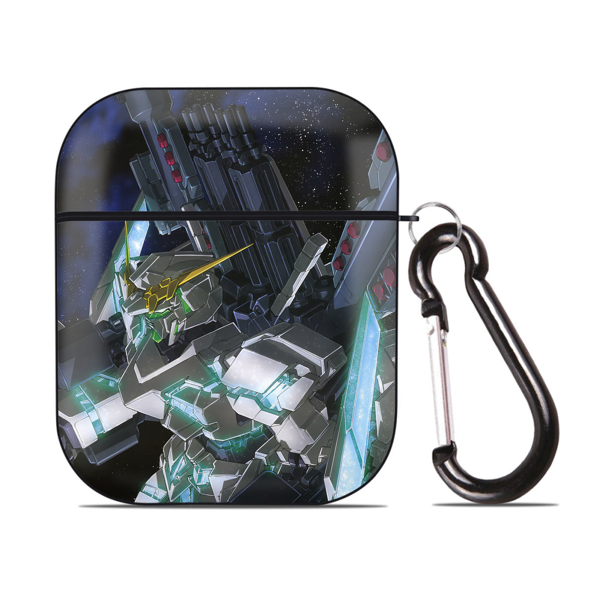 （画像用） 機動戦士ガンダム Mobile Suit Gundam AirPods 第2世代保護ケース ハードシェル ブラック 耐衝撃・防指紋・カラビナ付き