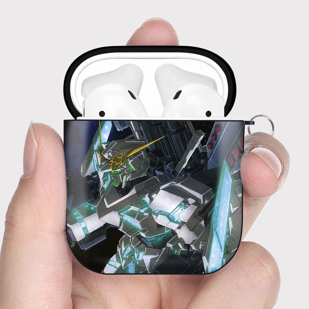（画像用） 機動戦士ガンダム Mobile Suit Gundam AirPods 第2世代保護ケース ハードシェル ブラック 耐衝撃・防指紋・カラビナ付き