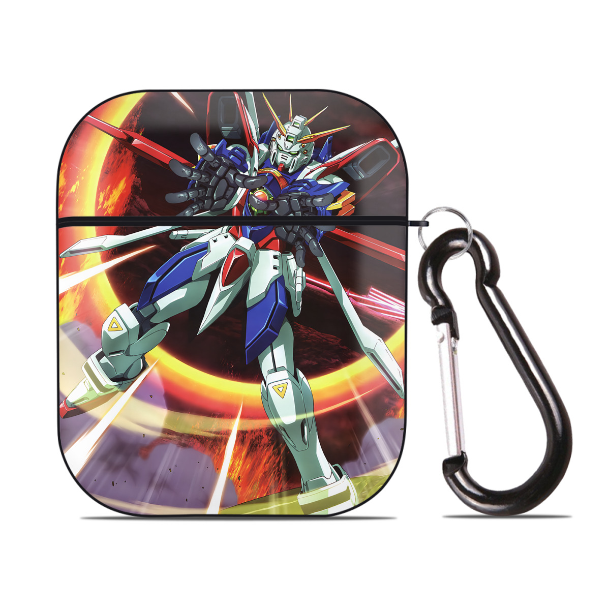 （画像用） 機動戦士ガンダム Mobile Suit Gundam AirPods 第2世代保護ケース ハードシェル ブラック 耐衝撃・防指紋・カラビナ付き