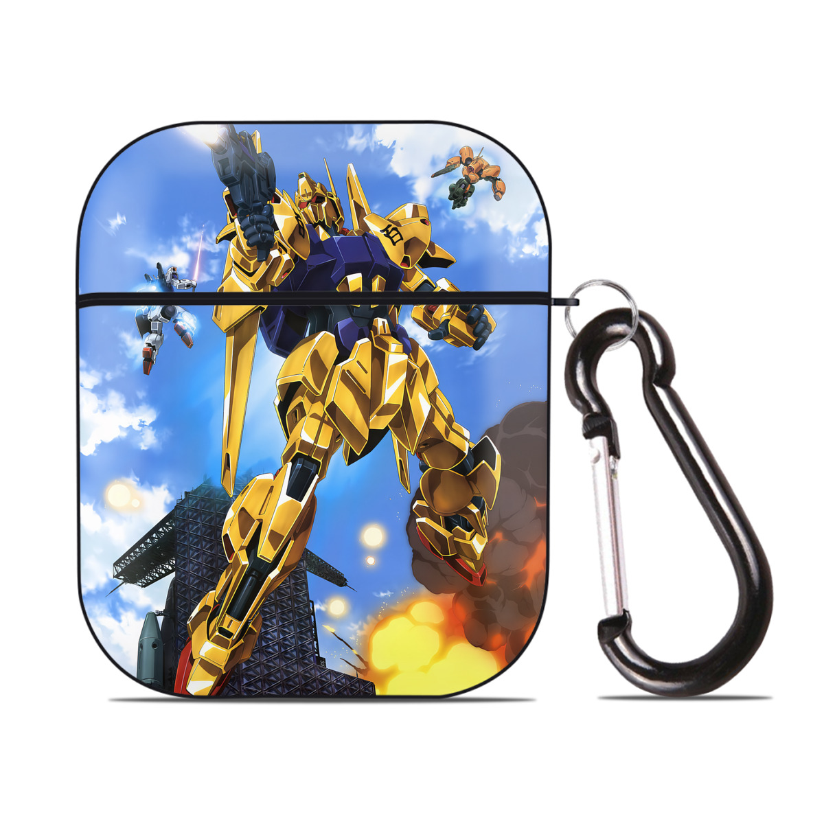 （画像用） 機動戦士ガンダム Mobile Suit Gundam AirPods 第2世代保護ケース ハードシェル ブラック 耐衝撃・防指紋・カラビナ付き