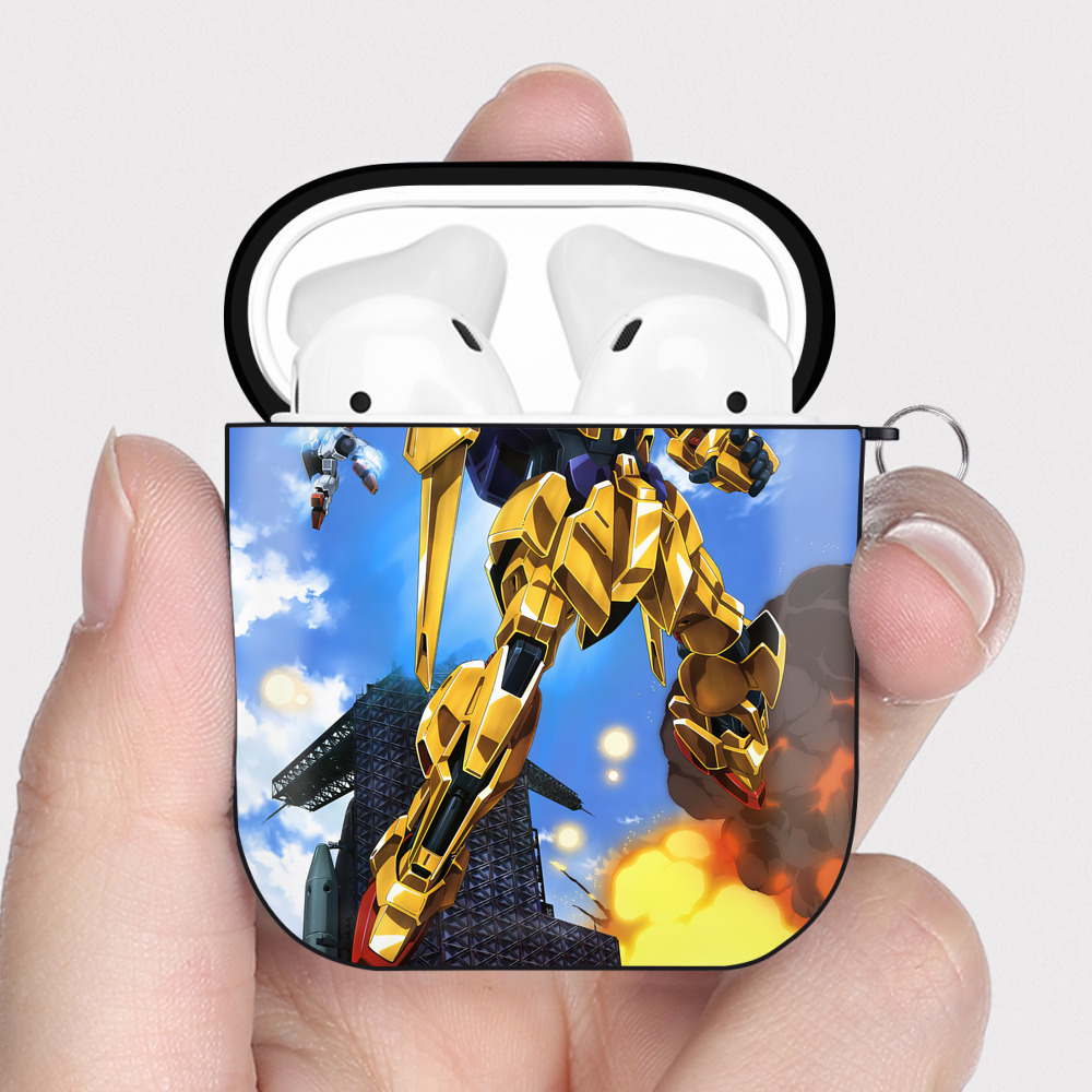 （画像用） 機動戦士ガンダム Mobile Suit Gundam AirPods 第2世代保護ケース ハードシェル ブラック 耐衝撃・防指紋・カラビナ付き