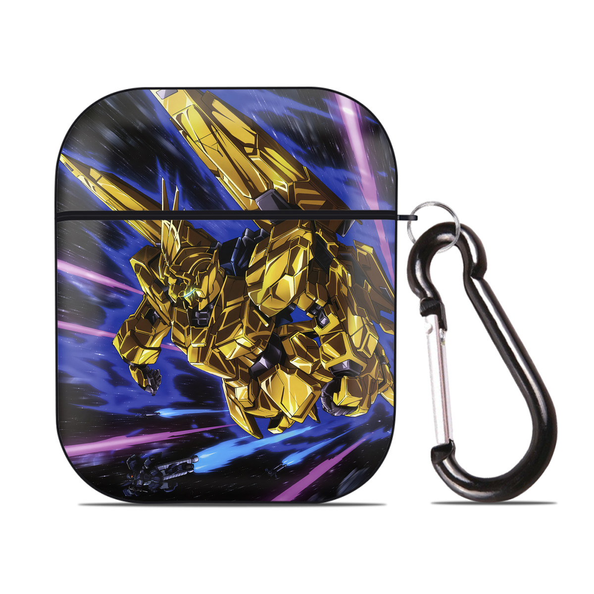 （画像用） 機動戦士ガンダム Mobile Suit Gundam AirPods 第2世代保護ケース ハードシェル ブラック 耐衝撃・防指紋・カラビナ付き