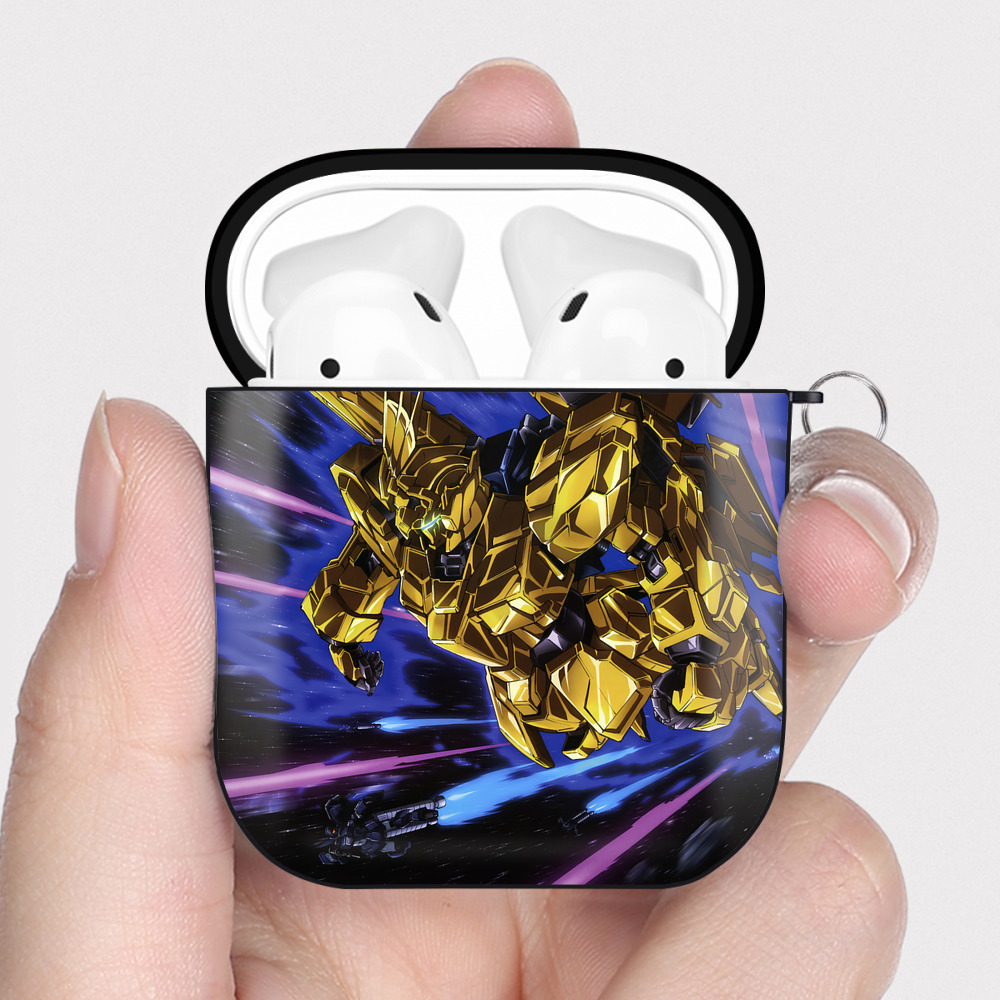 （画像用） 機動戦士ガンダム Mobile Suit Gundam AirPods 第2世代保護ケース ハードシェル ブラック 耐衝撃・防指紋・カラビナ付き