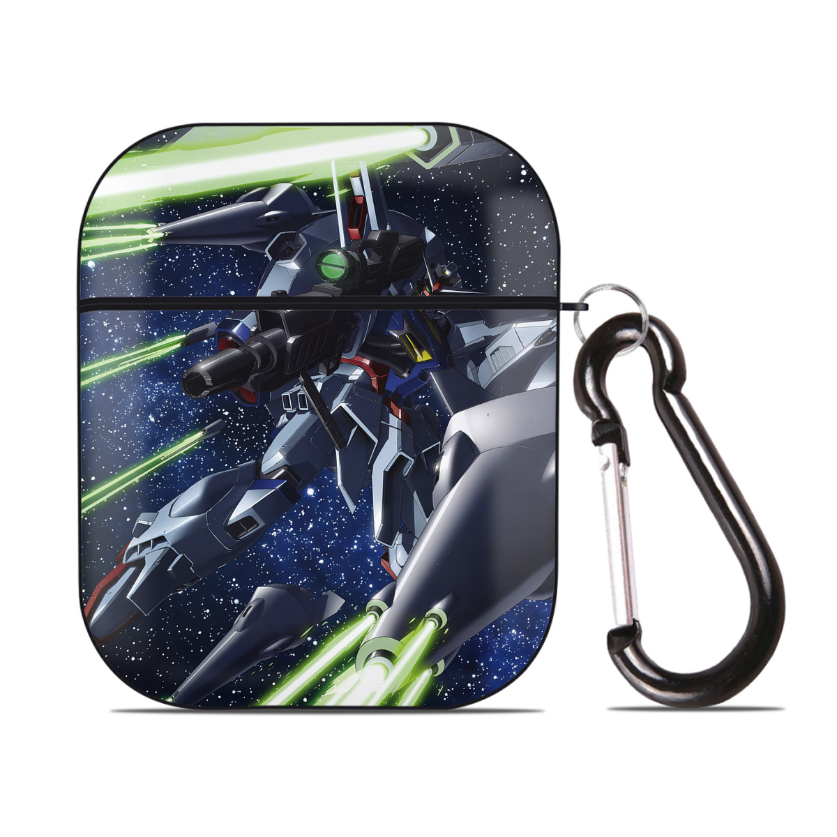 （画像用） 機動戦士ガンダム Mobile Suit Gundam AirPods 第2世代保護ケース ハードシェル ブラック 耐衝撃・防指紋・カラビナ付き