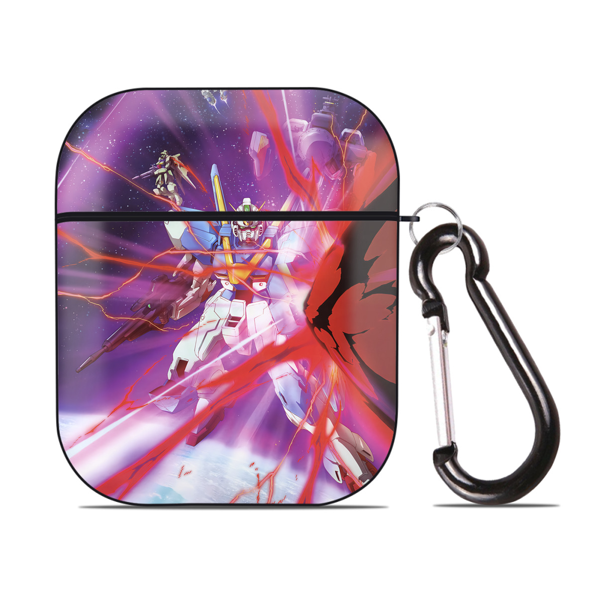 （画像用） 機動戦士ガンダム Mobile Suit Gundam AirPods 第2世代保護ケース ハードシェル ブラック 耐衝撃・防指紋・カラビナ付き