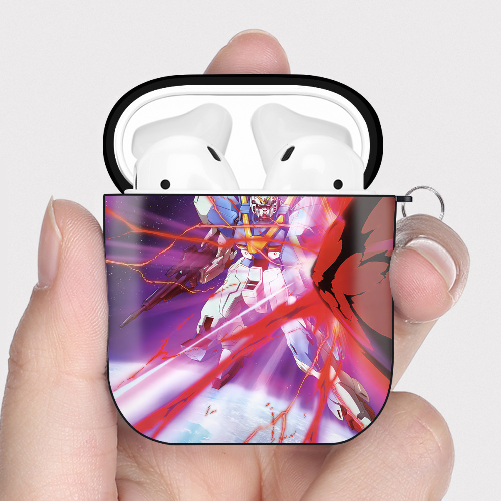 （画像用） 機動戦士ガンダム Mobile Suit Gundam AirPods 第2世代保護ケース ハードシェル ブラック 耐衝撃・防指紋・カラビナ付き