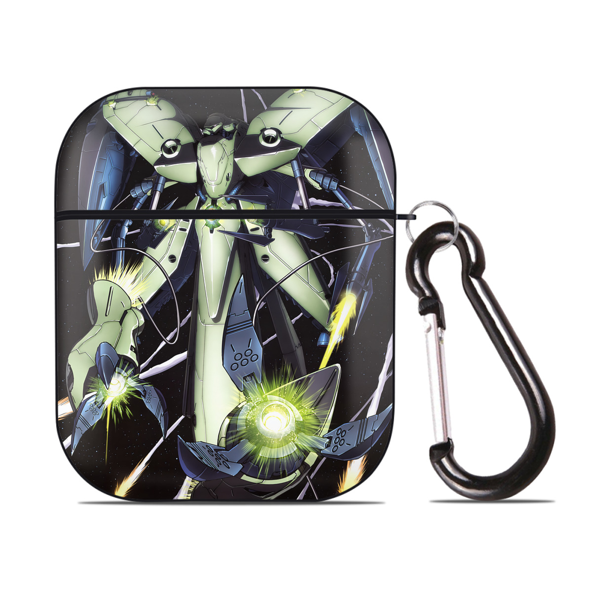 （画像用） 機動戦士ガンダム Mobile Suit Gundam AirPods 第2世代保護ケース ハードシェル ブラック 耐衝撃・防指紋・カラビナ付き