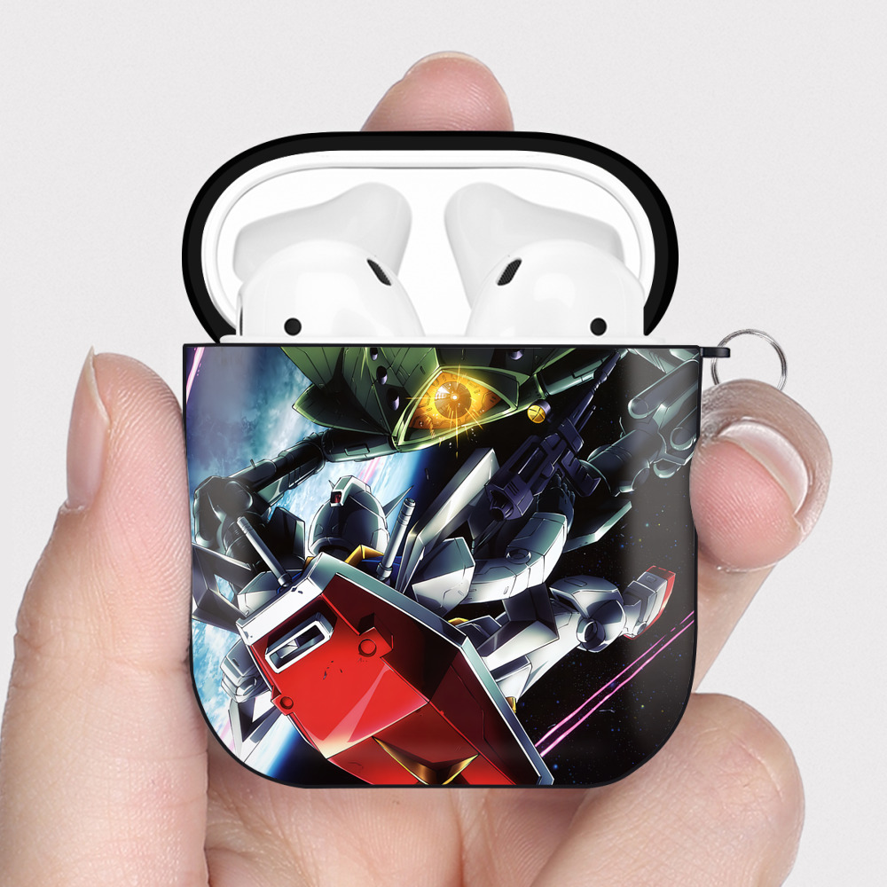 （画像用） 機動戦士ガンダム Mobile Suit Gundam AirPods 第2世代保護ケース ハードシェル ブラック 耐衝撃・防指紋・カラビナ付き