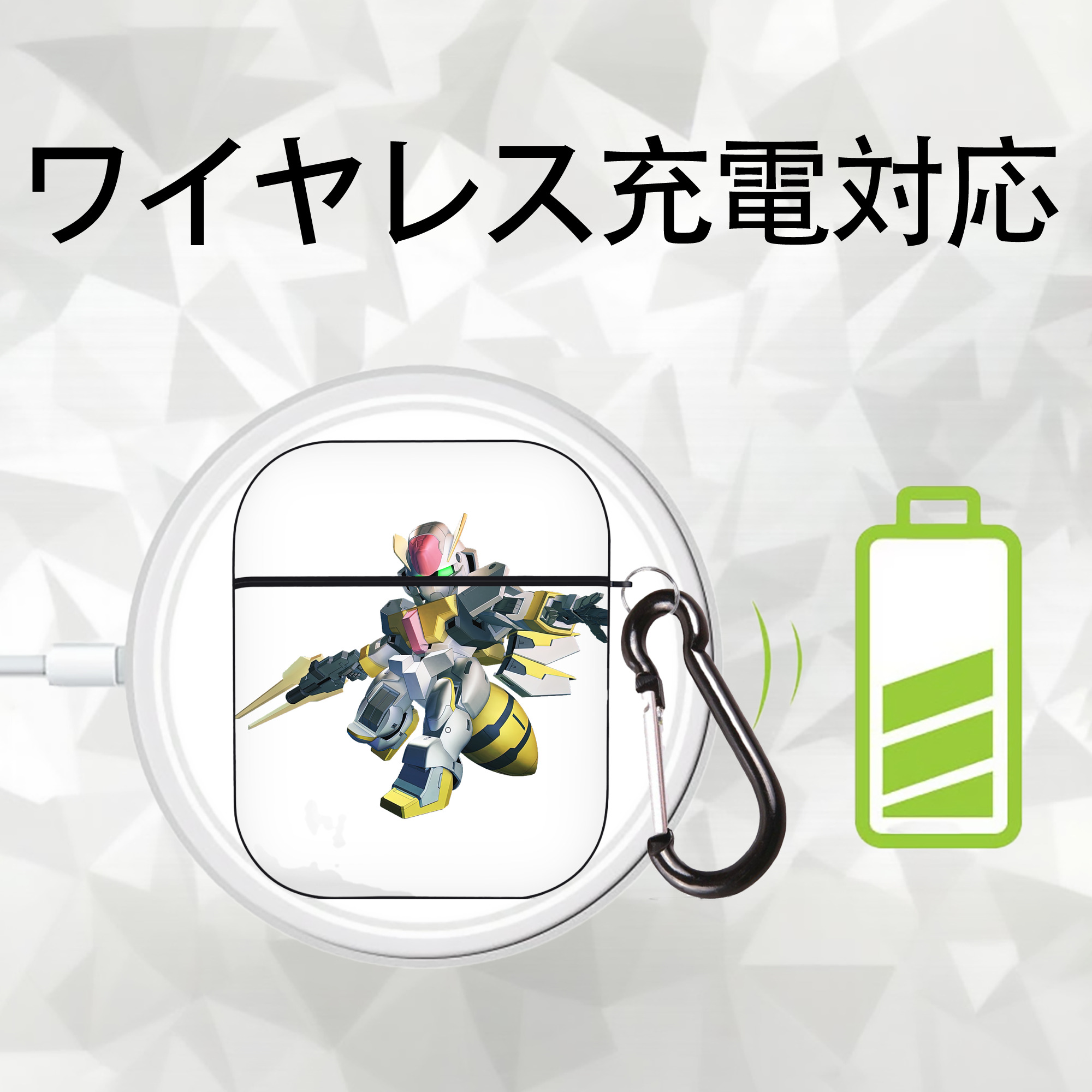 機動戦士ガンダム Mobile Suit Gundam AirPods 第2世代保護ケース ハードシェル ブラック 耐衝撃・防指紋・カラビナ付き