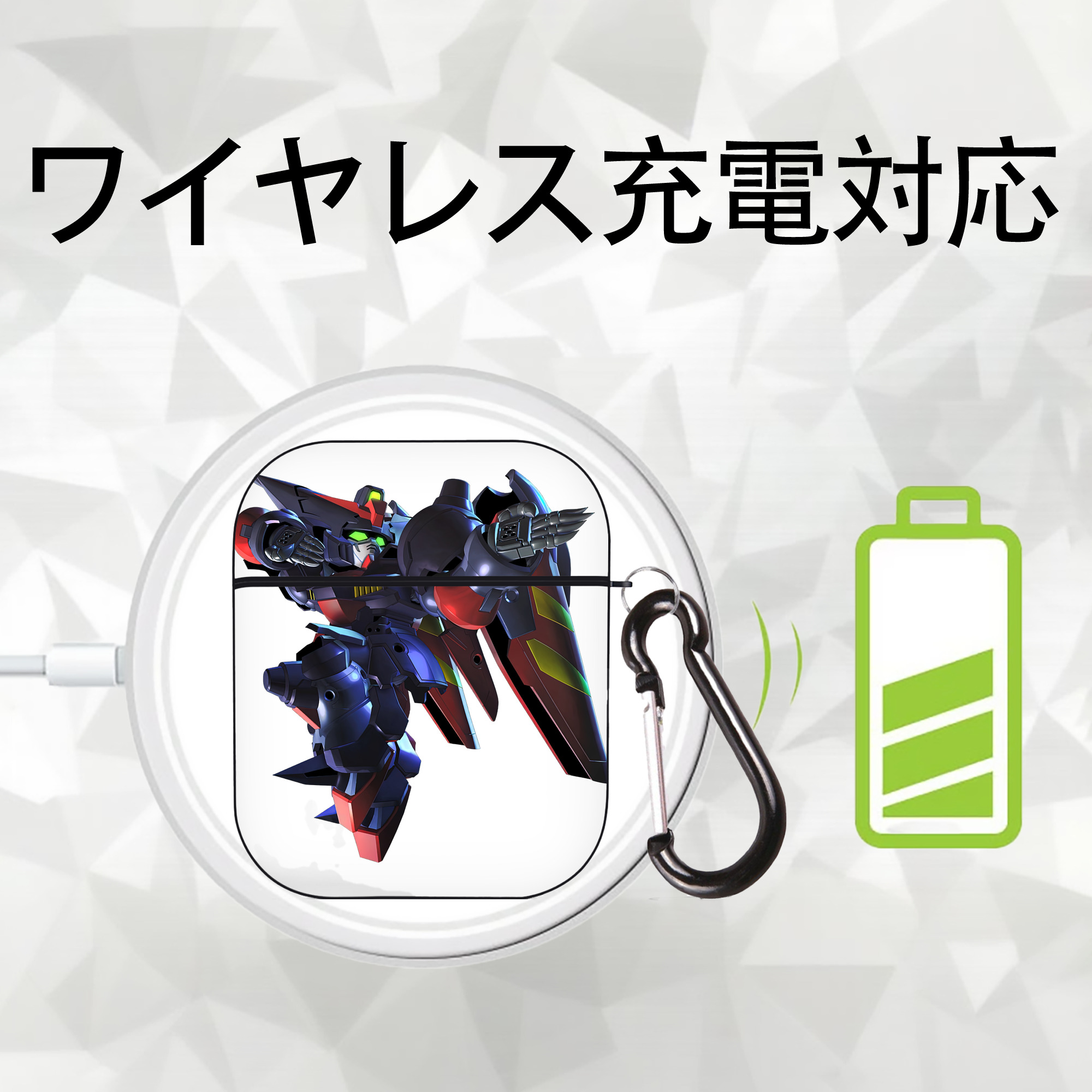 機動戦士ガンダム Mobile Suit Gundam AirPods 第2世代保護ケース ハードシェル ブラック 耐衝撃・防指紋・カラビナ付き