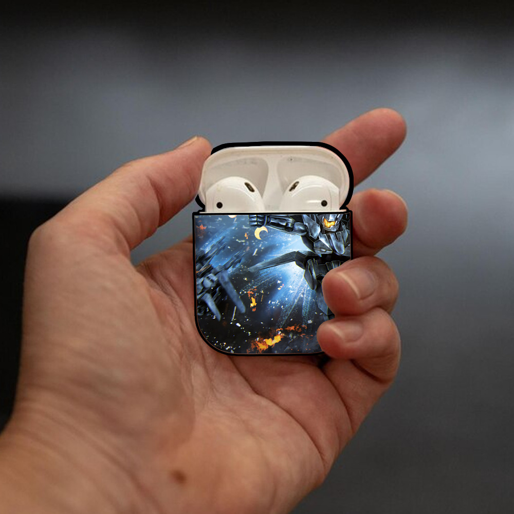 機動戦士ガンダム Mobile Suit Gundam AirPods 第2世代保護ケース ハードシェル ブラック 耐衝撃・防指紋・カラビナ付き