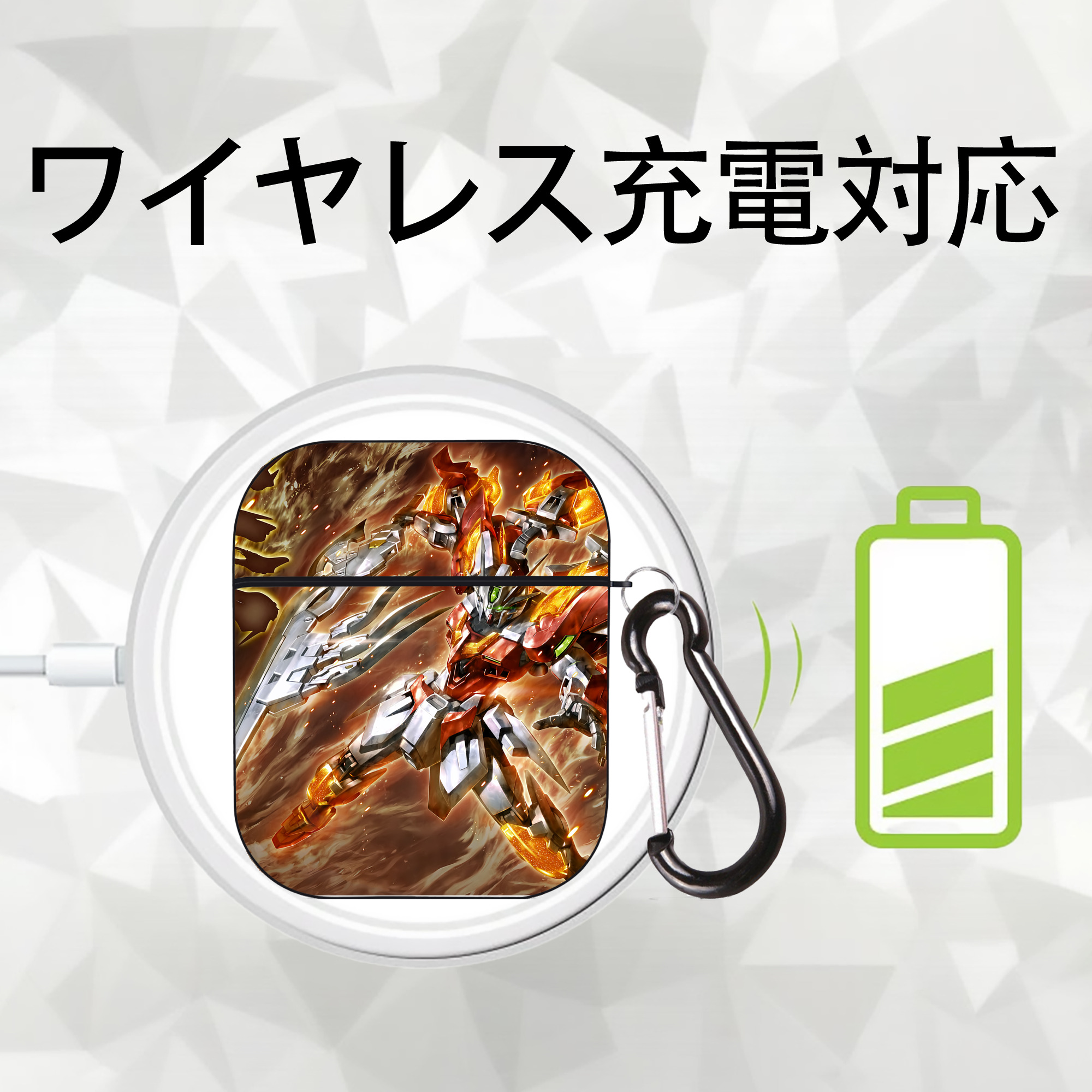 機動戦士ガンダム Mobile Suit Gundam AirPods 第2世代保護ケース ハードシェル ブラック 耐衝撃・防指紋・カラビナ付き