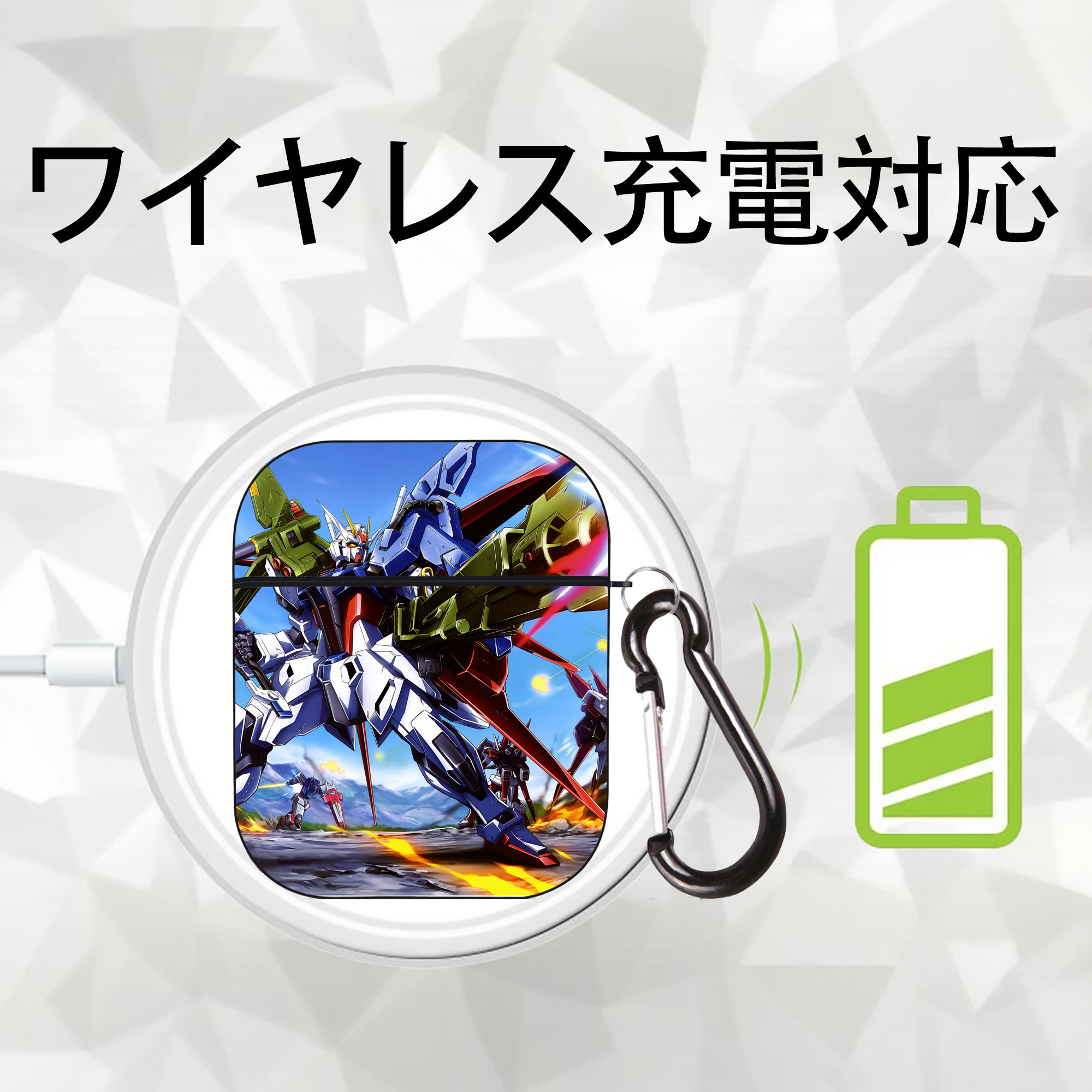 機動戦士ガンダム Mobile Suit Gundam AirPods 第2世代保護ケース ハードシェル ブラック 耐衝撃・防指紋・カラビナ付き
