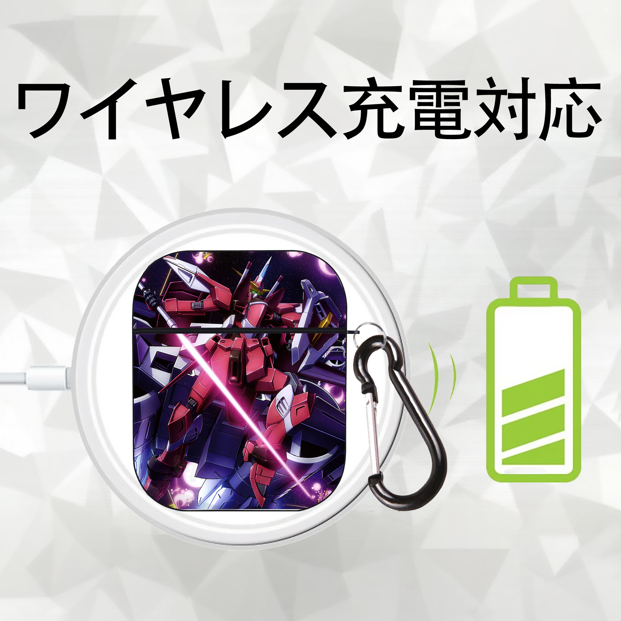 機動戦士ガンダム Mobile Suit Gundam AirPods 第2世代保護ケース ハードシェル ブラック 耐衝撃・防指紋・カラビナ付き