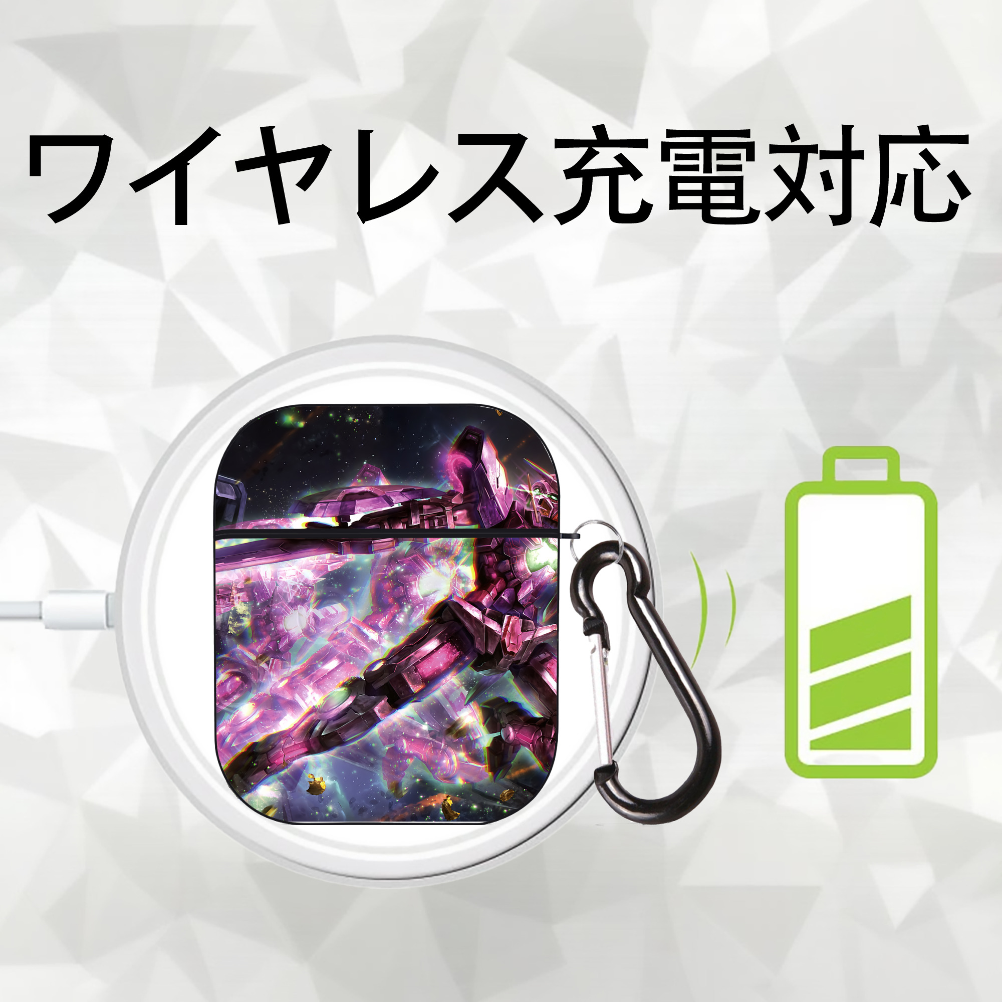機動戦士ガンダム Mobile Suit Gundam AirPods 第2世代保護ケース ハードシェル ブラック 耐衝撃・防指紋・カラビナ付き