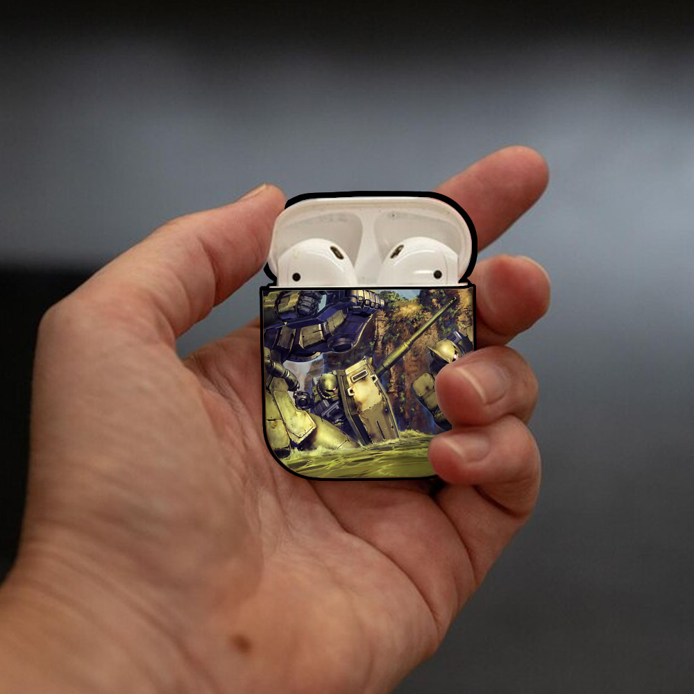 機動戦士ガンダム Mobile Suit Gundam AirPods 第2世代保護ケース ハードシェル ブラック 耐衝撃・防指紋・カラビナ付き