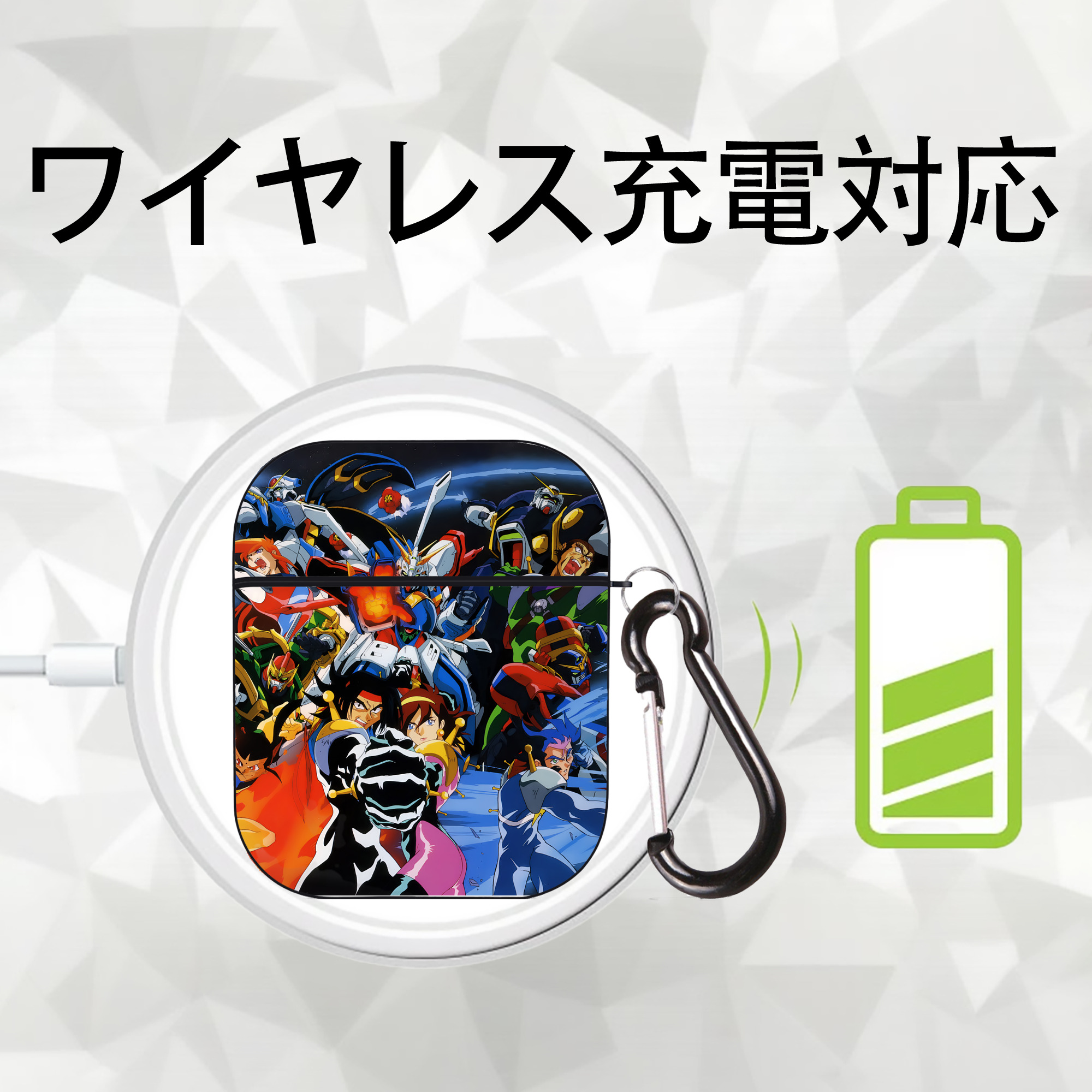 機動戦士ガンダム Mobile Suit Gundam AirPods 第2世代保護ケース ハードシェル ブラック 耐衝撃・防指紋・カラビナ付き