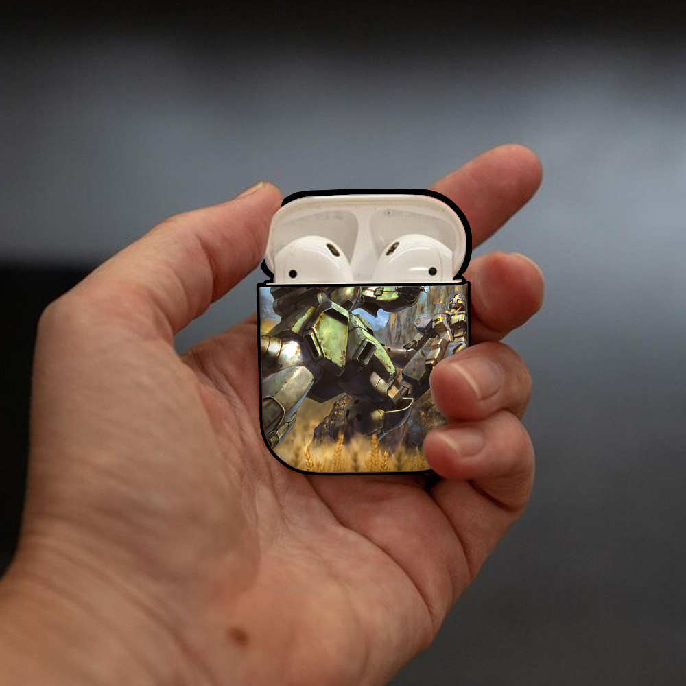 機動戦士ガンダム Mobile Suit Gundam AirPods 第2世代保護ケース ハードシェル ブラック 耐衝撃・防指紋・カラビナ付き