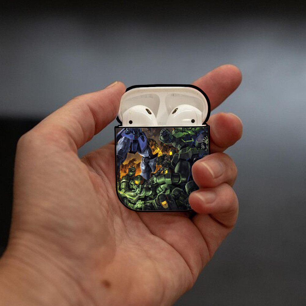 機動戦士ガンダム Mobile Suit Gundam AirPods 第2世代保護ケース ハードシェル ブラック 耐衝撃・防指紋・カラビナ付き