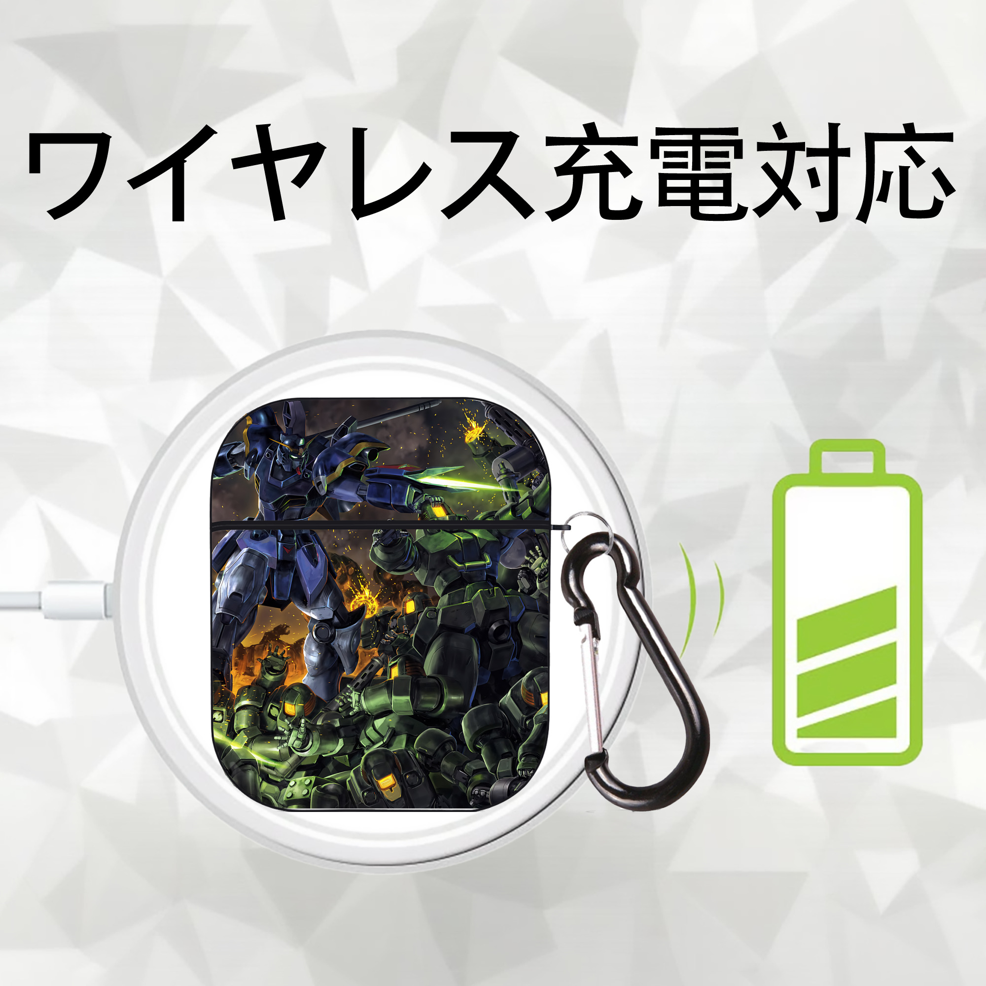 機動戦士ガンダム Mobile Suit Gundam AirPods 第2世代保護ケース ハードシェル ブラック 耐衝撃・防指紋・カラビナ付き