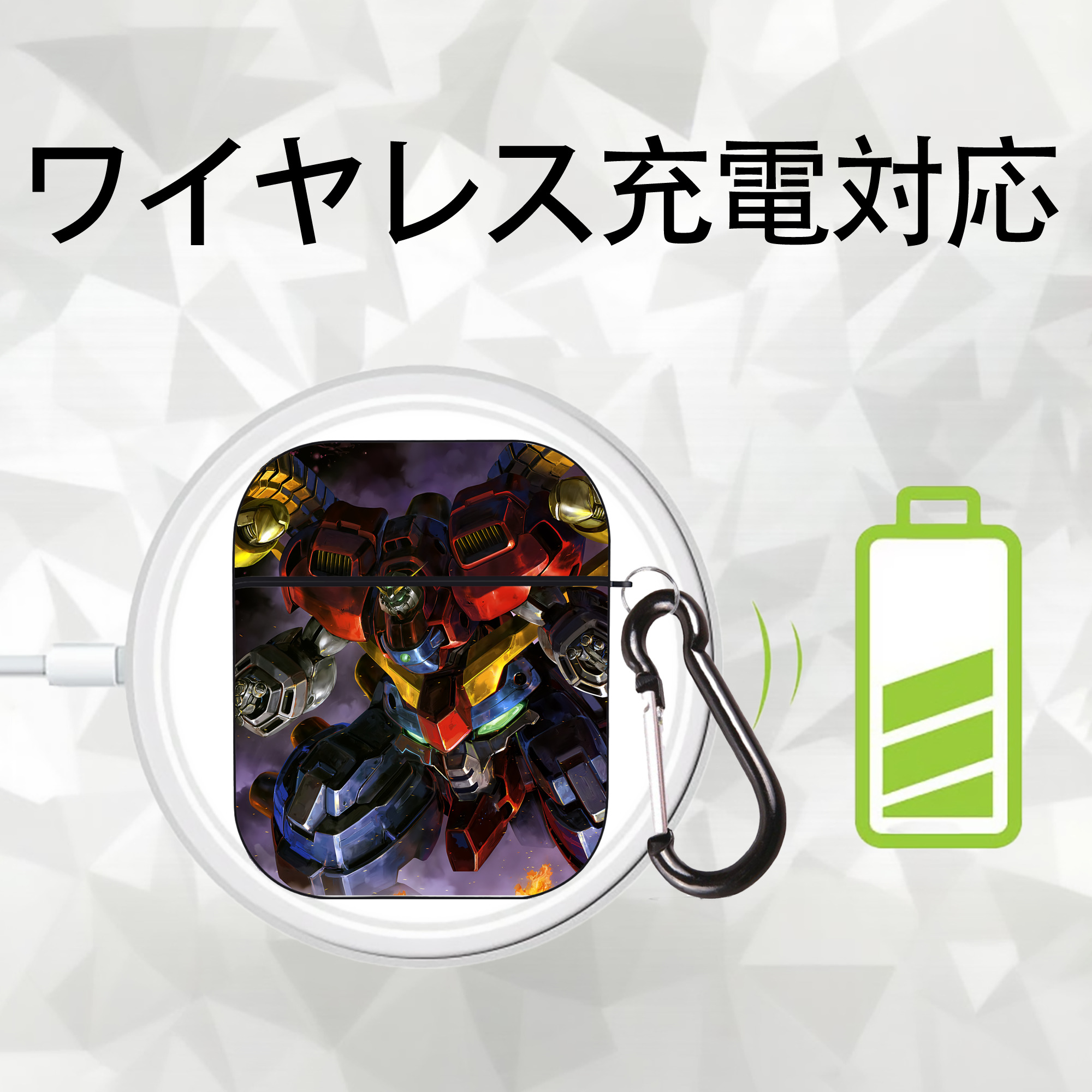 機動戦士ガンダム Mobile Suit Gundam AirPods 第2世代保護ケース ハードシェル ブラック 耐衝撃・防指紋・カラビナ付き