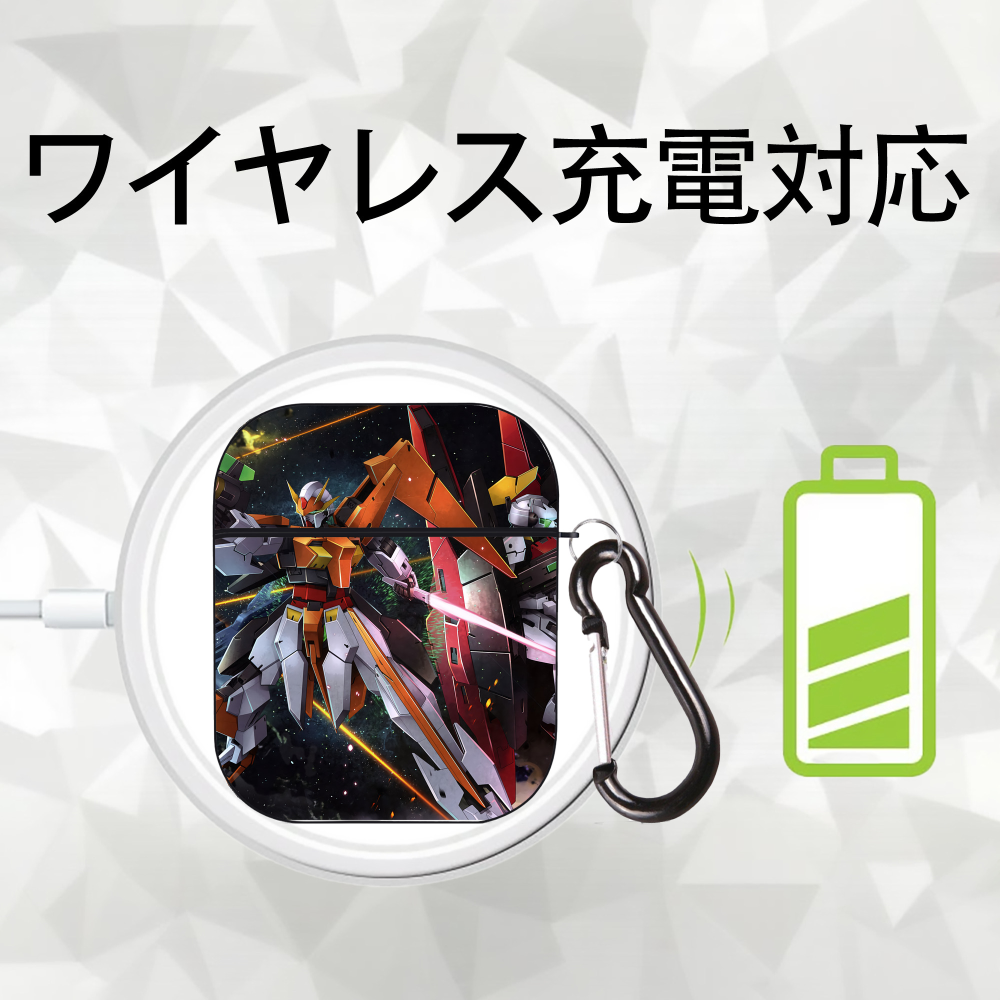 機動戦士ガンダム Mobile Suit Gundam AirPods 第2世代保護ケース ハードシェル ブラック 耐衝撃・防指紋・カラビナ付き