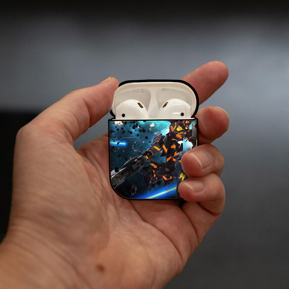 機動戦士ガンダム Mobile Suit Gundam AirPods 第2世代保護ケース ハードシェル ブラック 耐衝撃・防指紋・カラビナ付き