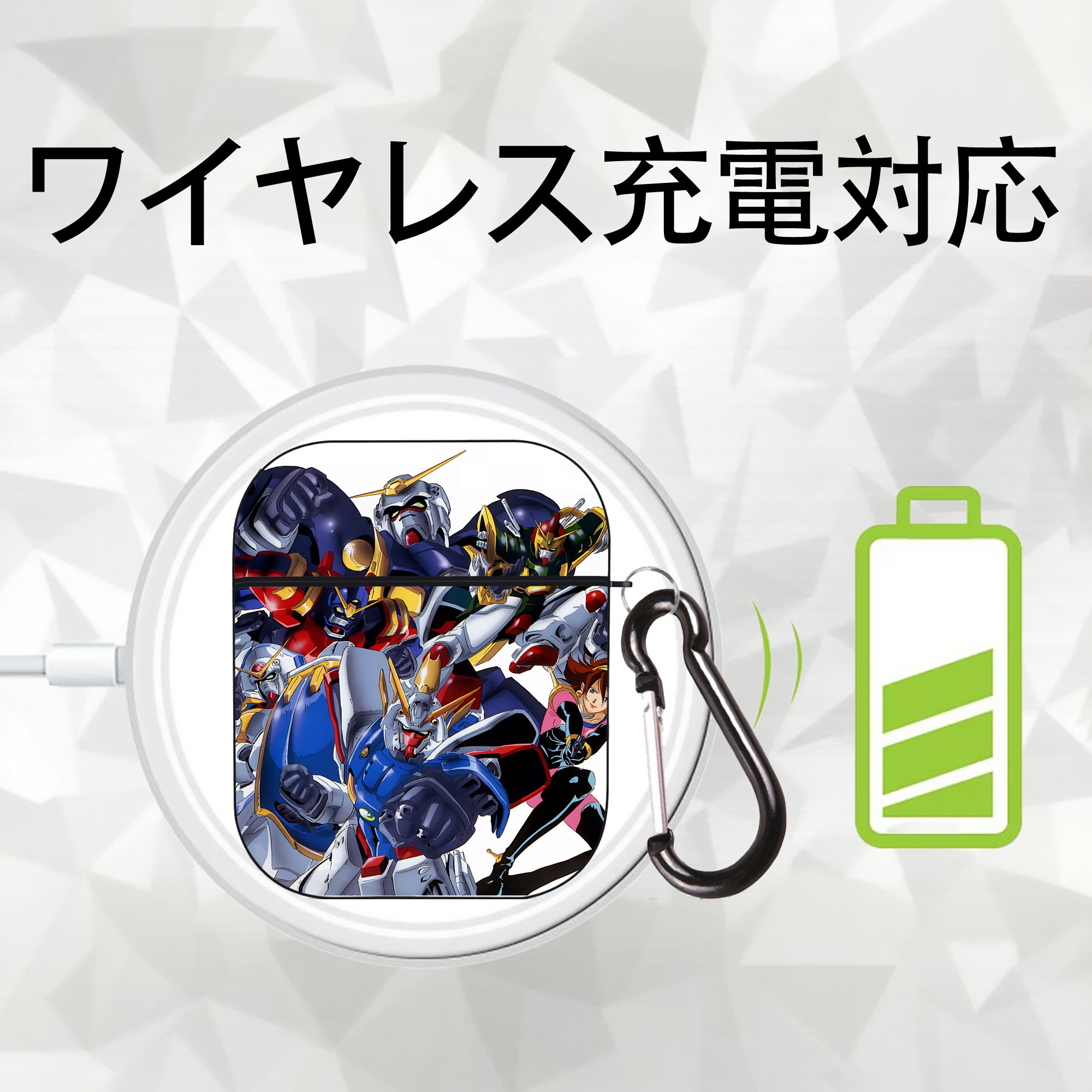 機動戦士ガンダム Mobile Suit Gundam AirPods 第2世代保護ケース ハードシェル ブラック 耐衝撃・防指紋・カラビナ付き