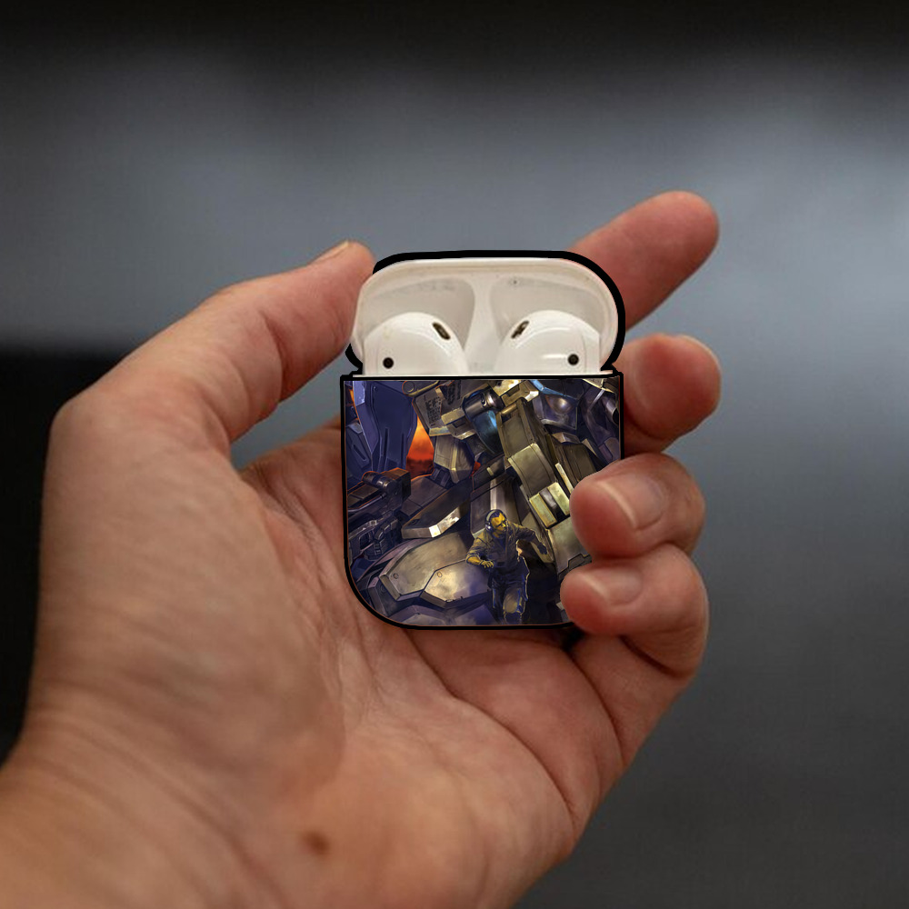 機動戦士ガンダム Mobile Suit Gundam AirPods 第2世代保護ケース ハードシェル ブラック 耐衝撃・防指紋・カラビナ付き