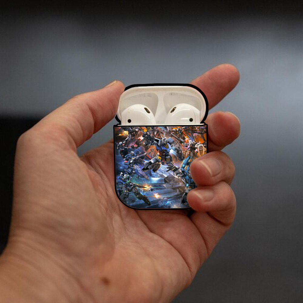 機動戦士ガンダム Mobile Suit Gundam AirPods 第2世代保護ケース ハードシェル ブラック 耐衝撃・防指紋・カラビナ付き