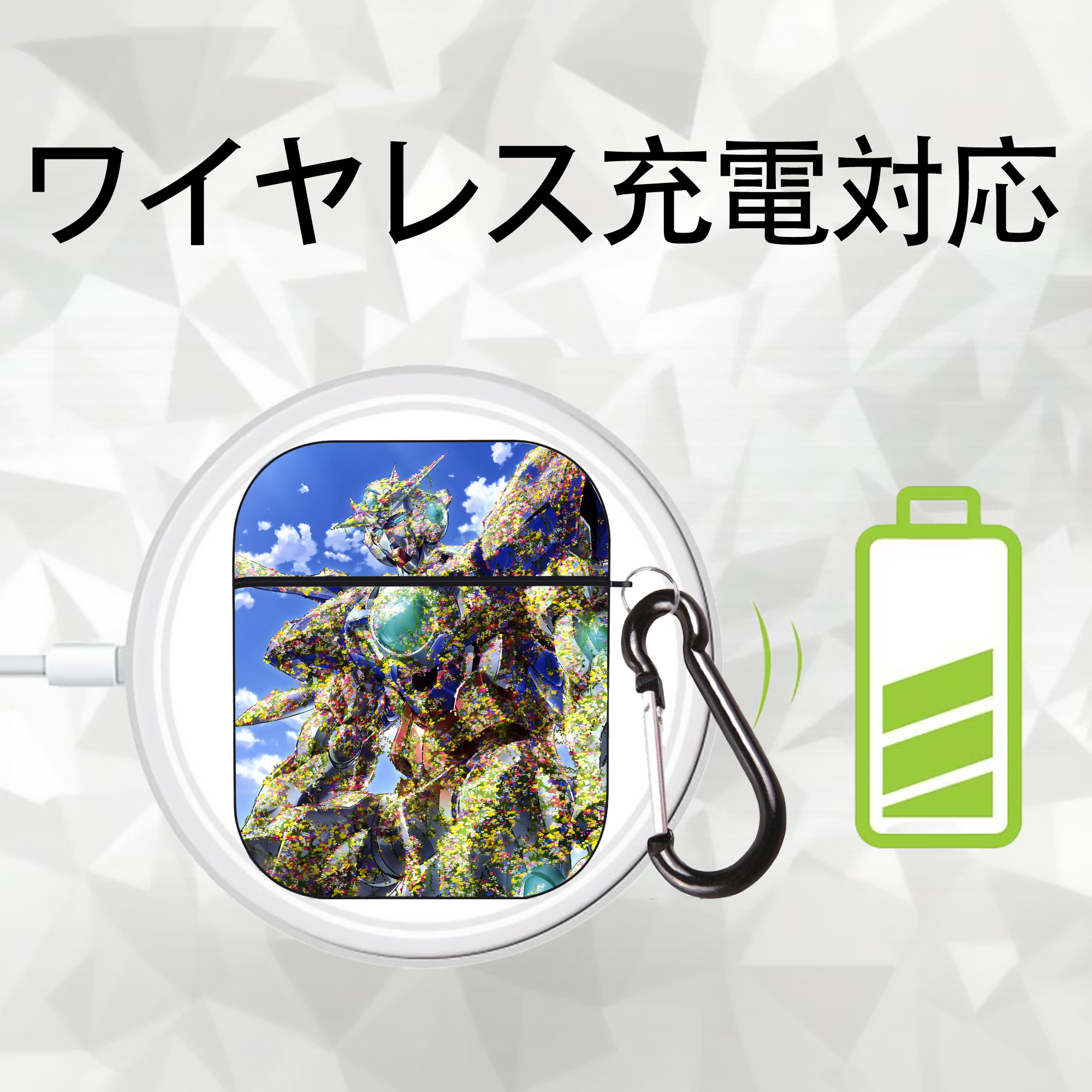 機動戦士ガンダム Mobile Suit Gundam AirPods 第2世代保護ケース ハードシェル ブラック 耐衝撃・防指紋・カラビナ付き