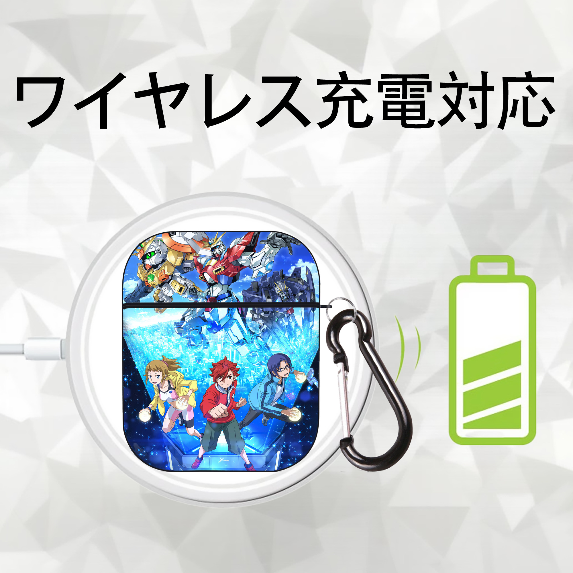 機動戦士ガンダム Mobile Suit Gundam AirPods 第2世代保護ケース ハードシェル ブラック 耐衝撃・防指紋・カラビナ付き