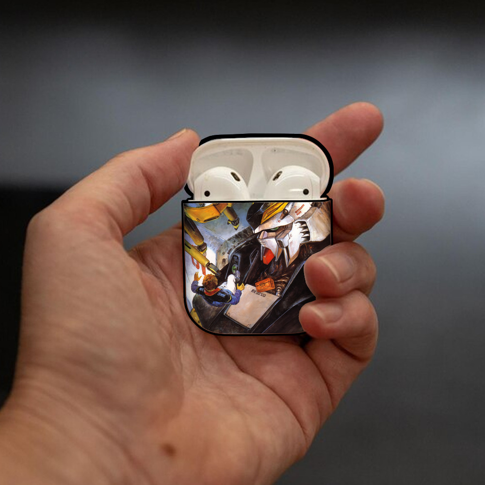 機動戦士ガンダム Mobile Suit Gundam AirPods 第2世代保護ケース ハードシェル ブラック 耐衝撃・防指紋・カラビナ付き