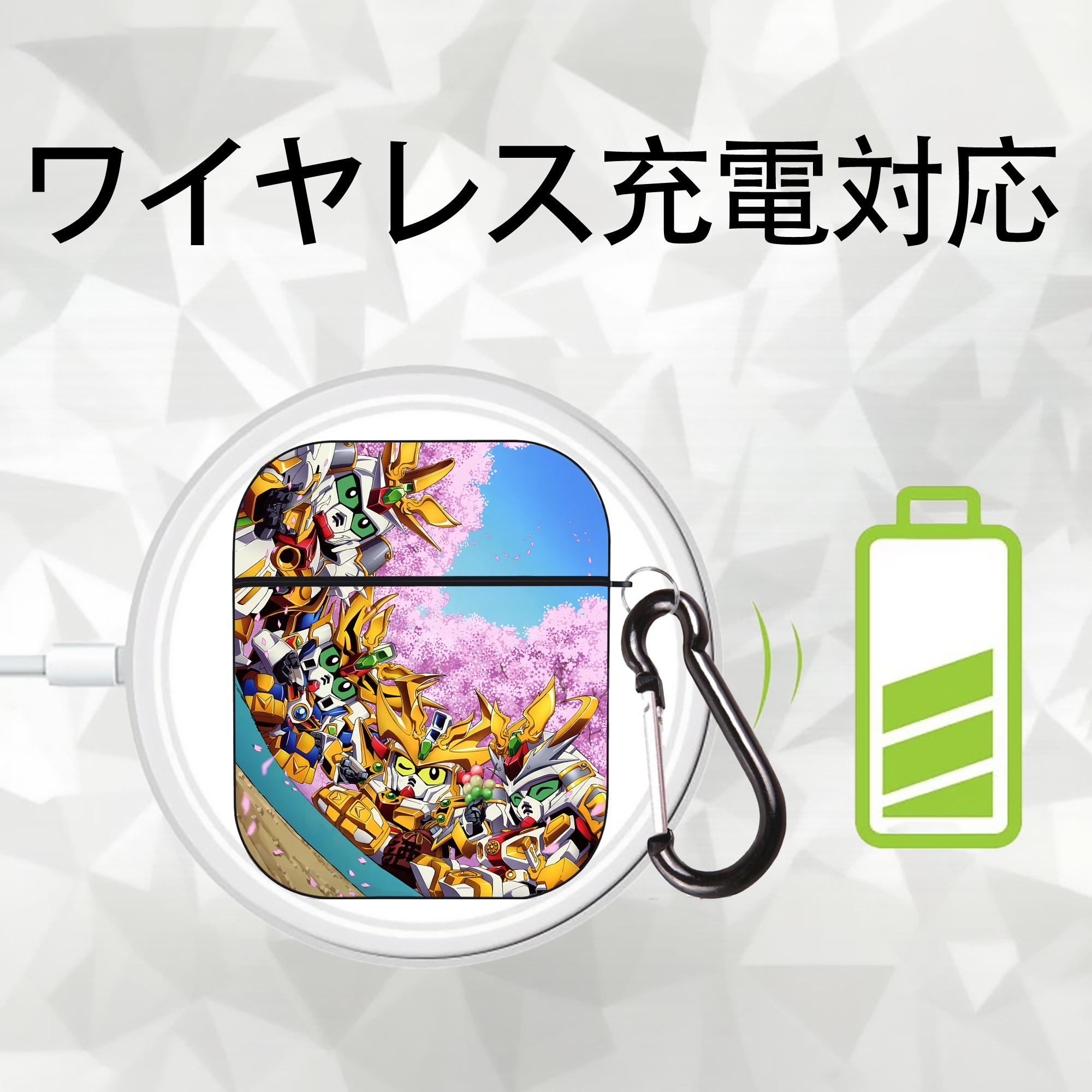 機動戦士ガンダム Mobile Suit Gundam AirPods 第2世代保護ケース ハードシェル ブラック 耐衝撃・防指紋・カラビナ付き
