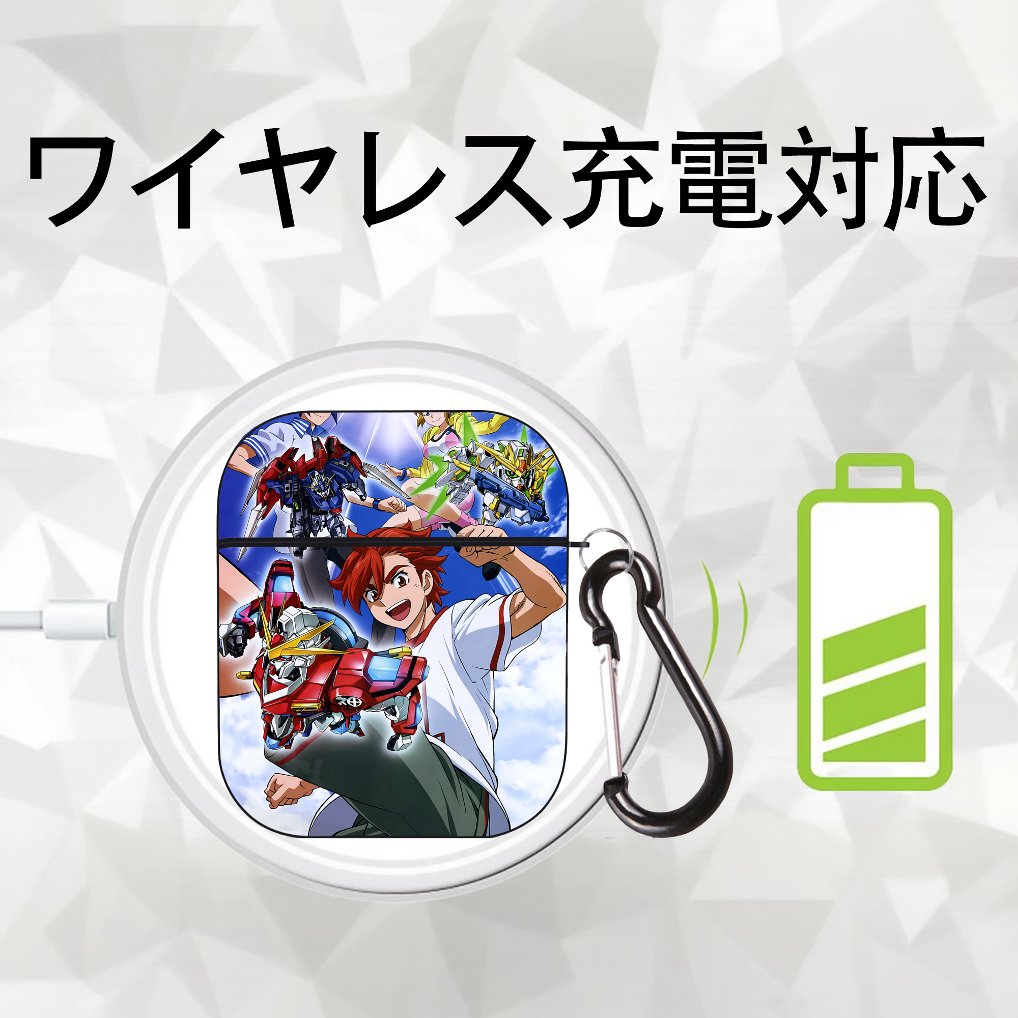 機動戦士ガンダム Mobile Suit Gundam AirPods 第2世代保護ケース ハードシェル ブラック 耐衝撃・防指紋・カラビナ付き