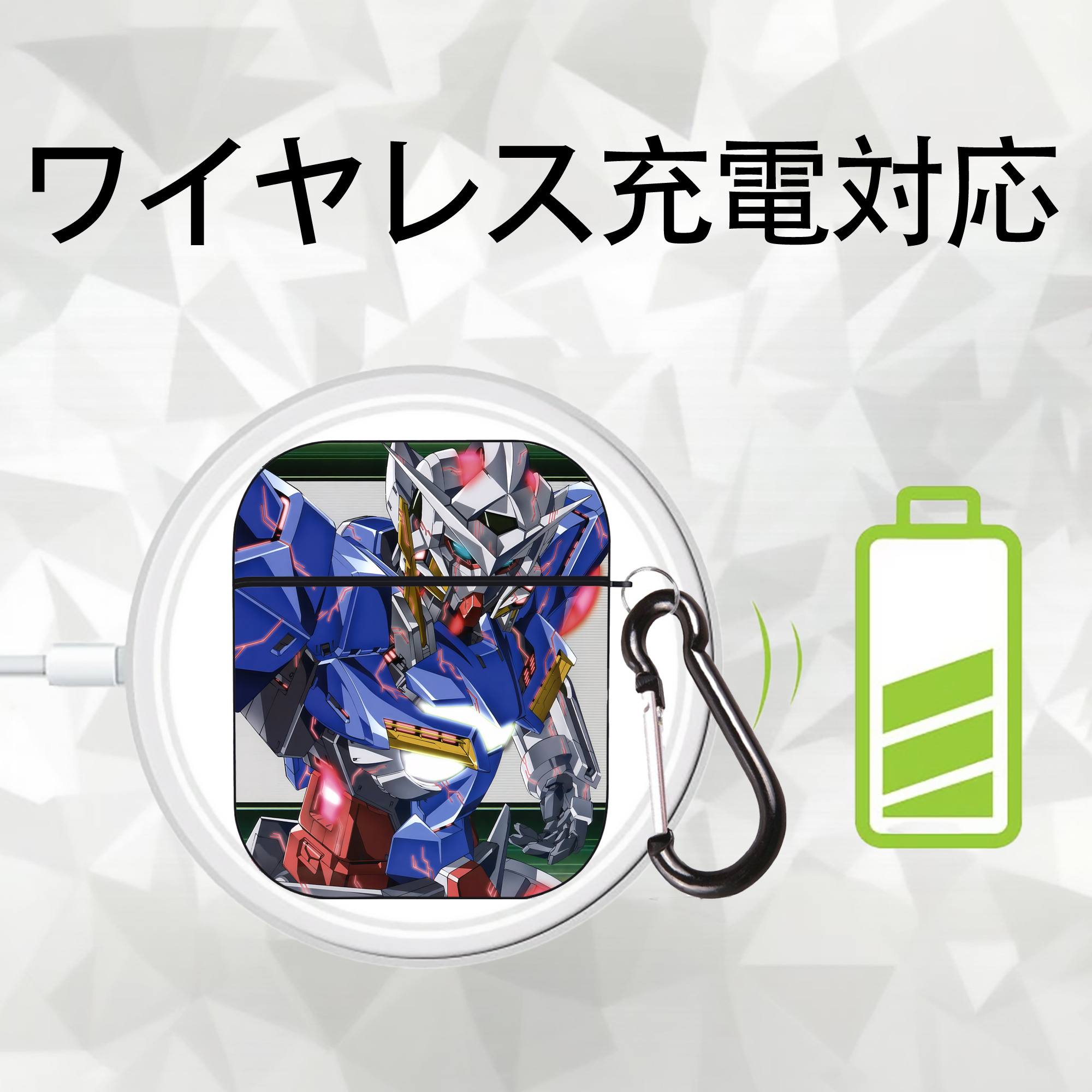 機動戦士ガンダム Mobile Suit Gundam AirPods 第2世代保護ケース ハードシェル ブラック 耐衝撃・防指紋・カラビナ付き