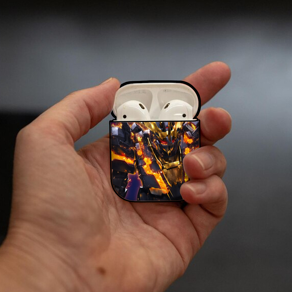 機動戦士ガンダム Mobile Suit Gundam AirPods 第2世代保護ケース ハードシェル ブラック 耐衝撃・防指紋・カラビナ付き