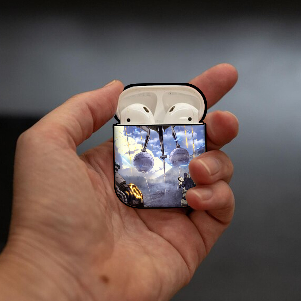 機動戦士ガンダム Mobile Suit Gundam AirPods 第2世代保護ケース ハードシェル ブラック 耐衝撃・防指紋・カラビナ付き