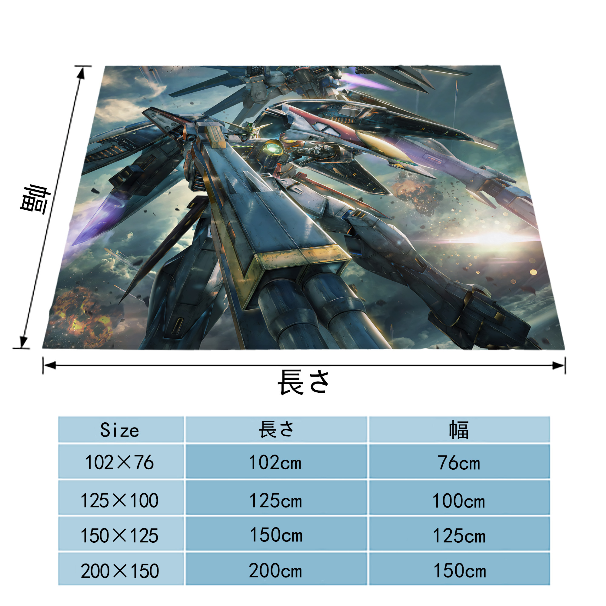 機動戦士ガンダム Mobile Suit Gundam フランネルブランケット・多サイズ対応（横型）