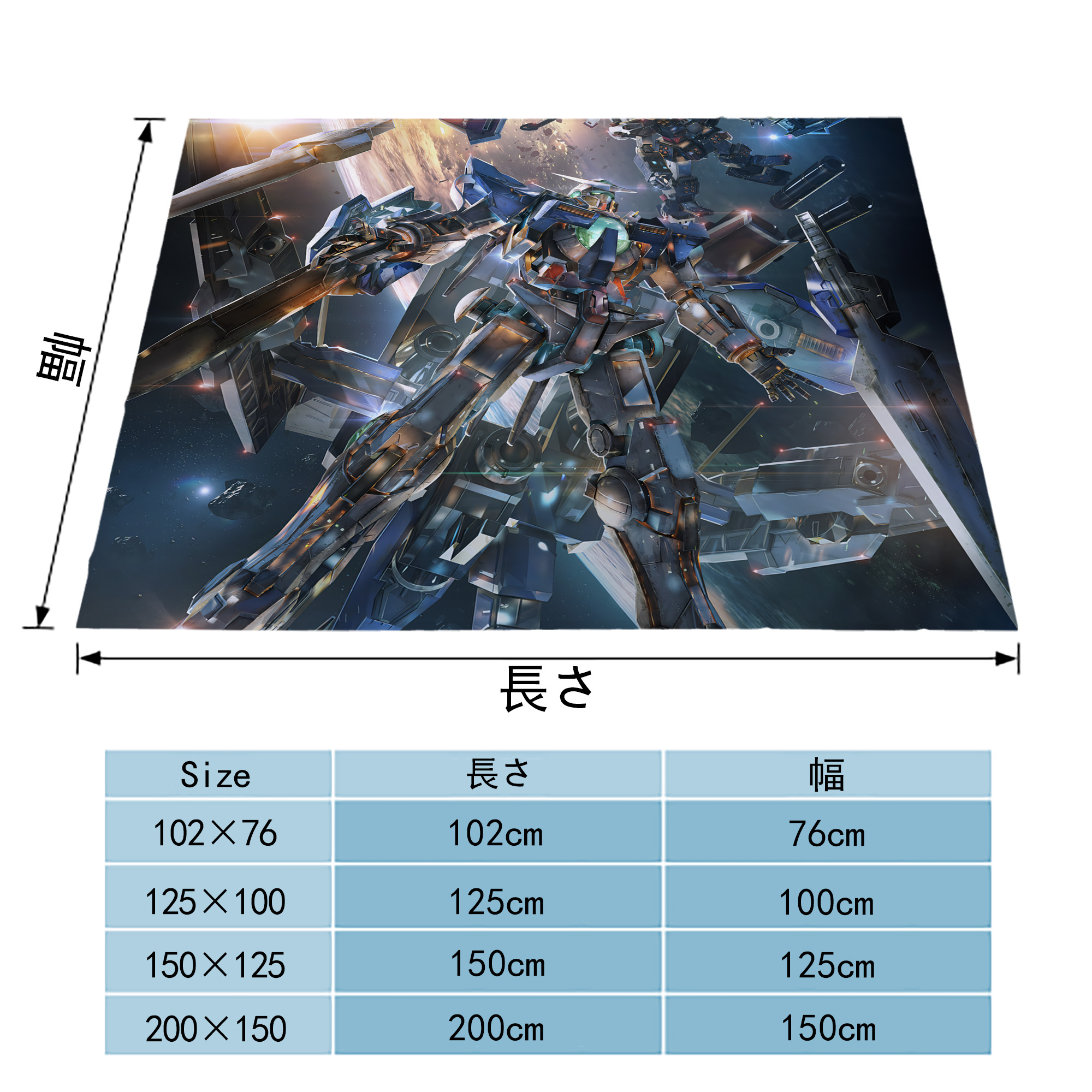 機動戦士ガンダム Mobile Suit Gundam フランネルブランケット・多サイズ対応（横型）