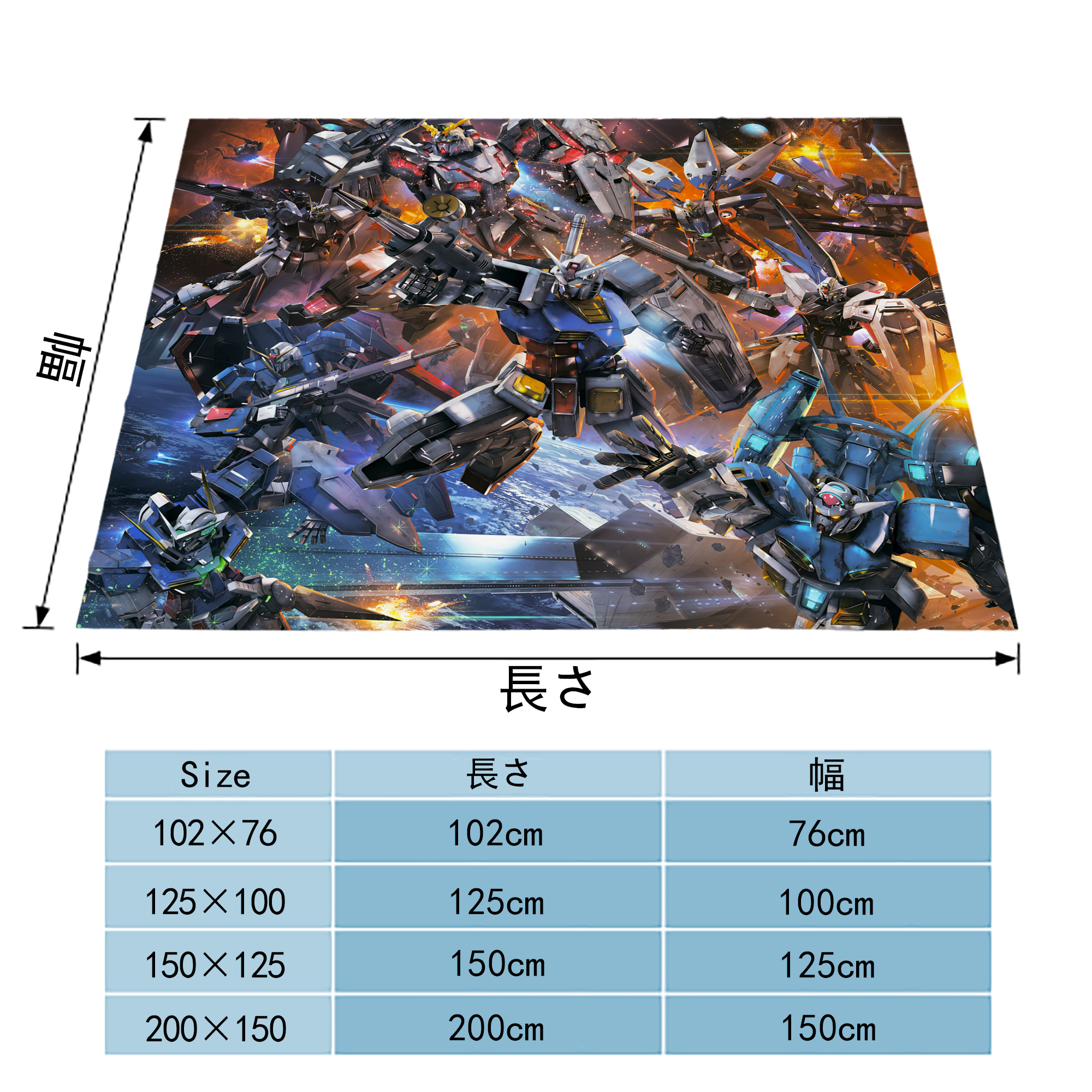 機動戦士ガンダム Mobile Suit Gundam フランネルブランケット・多サイズ対応（横型）