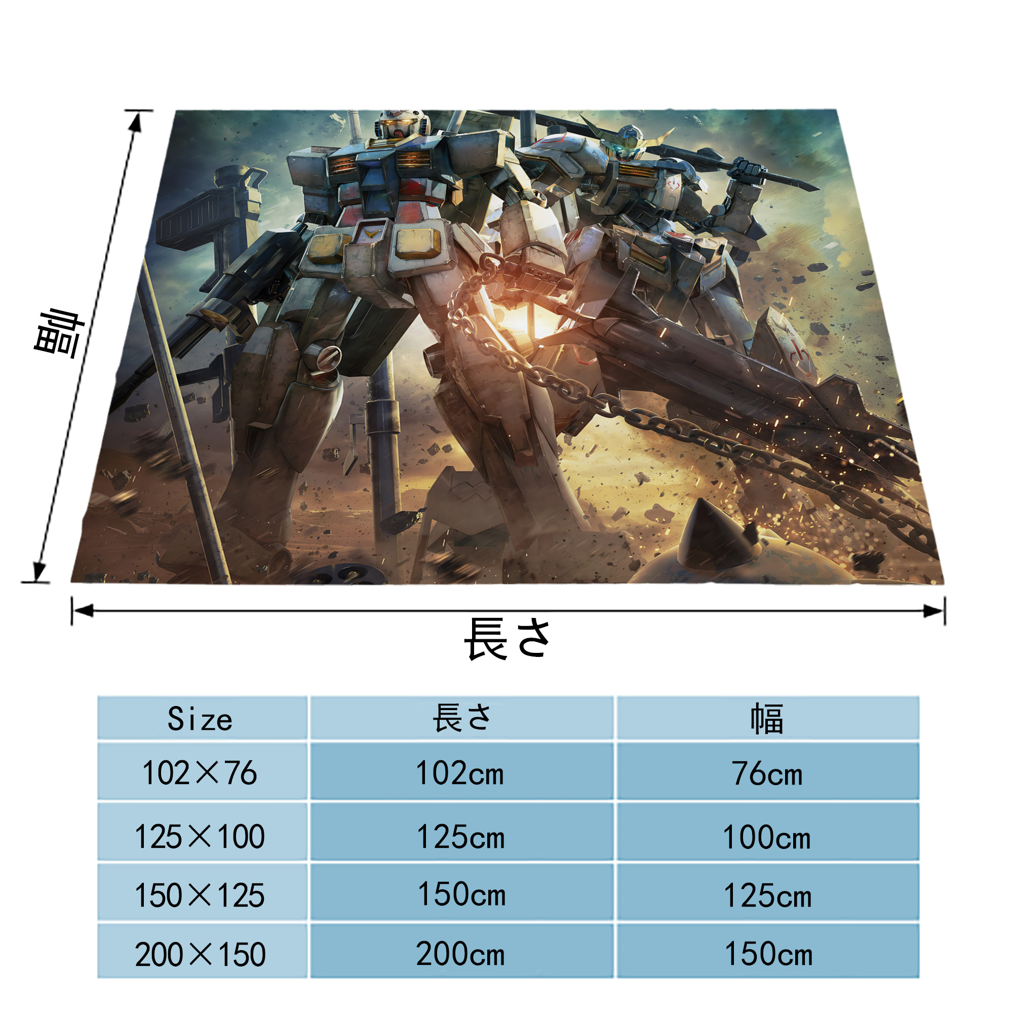 機動戦士ガンダム Mobile Suit Gundam フランネルブランケット・多サイズ対応（横型）