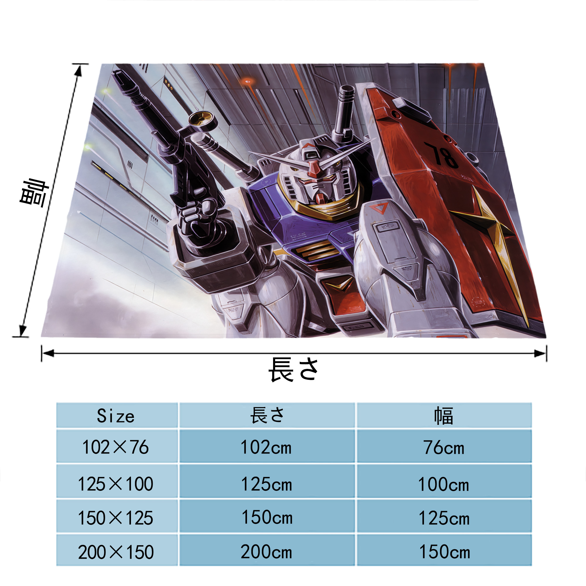 機動戦士ガンダム Mobile Suit Gundam フランネルブランケット・多サイズ対応（横型）
