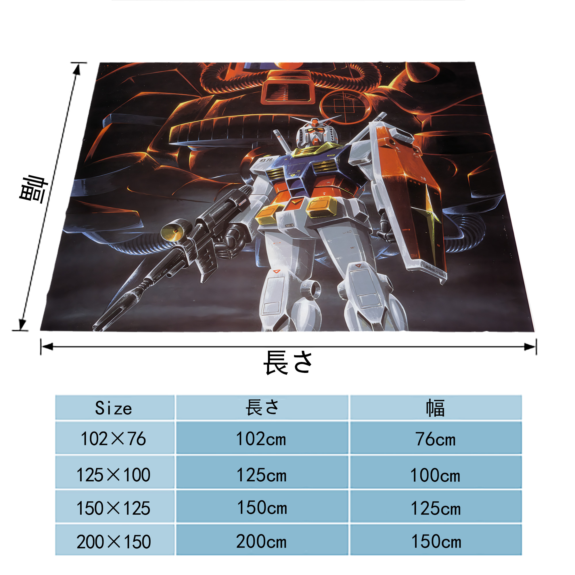 機動戦士ガンダム Mobile Suit Gundam フランネルブランケット・多サイズ対応（横型）