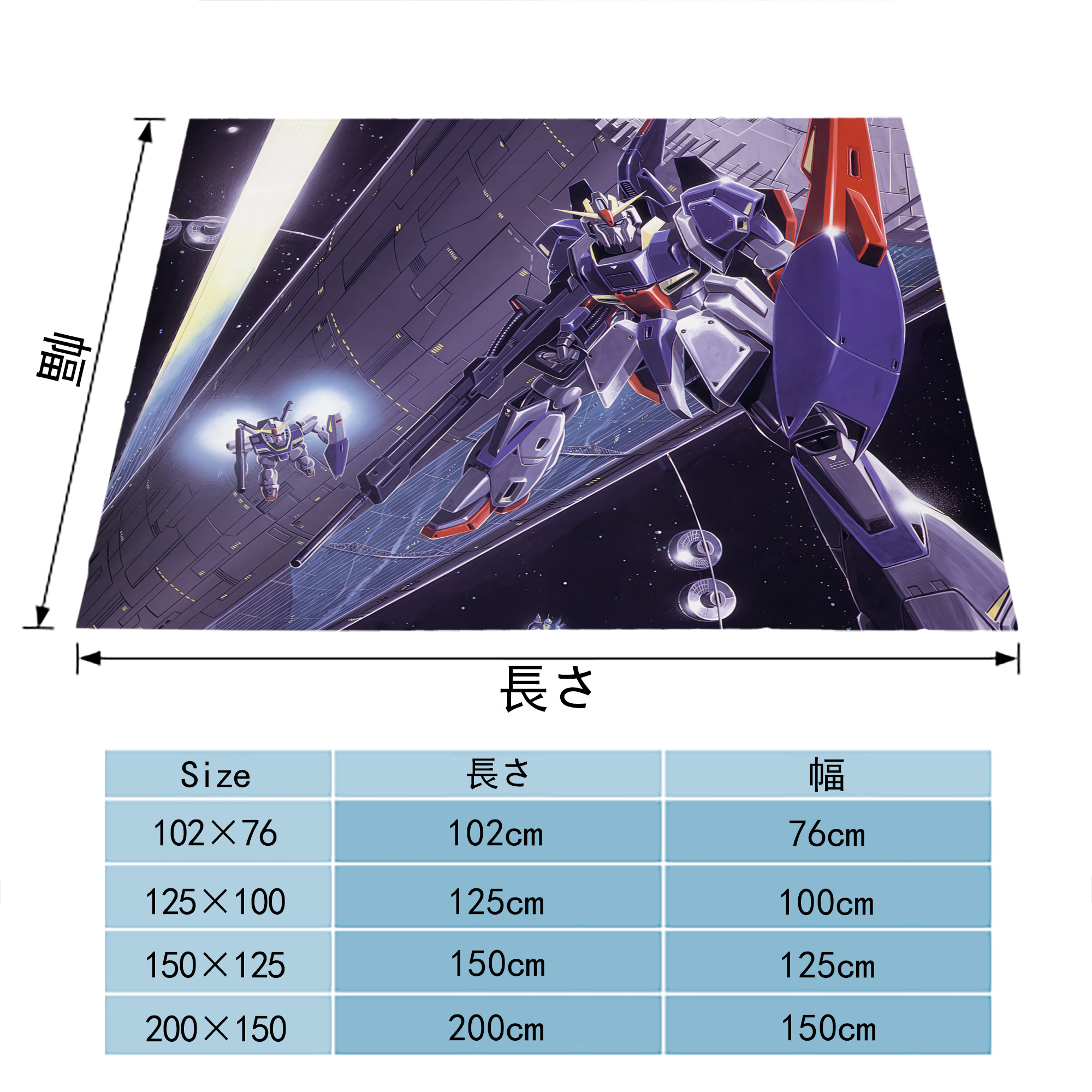 機動戦士ガンダム Mobile Suit Gundam フランネルブランケット・多サイズ対応（横型）
